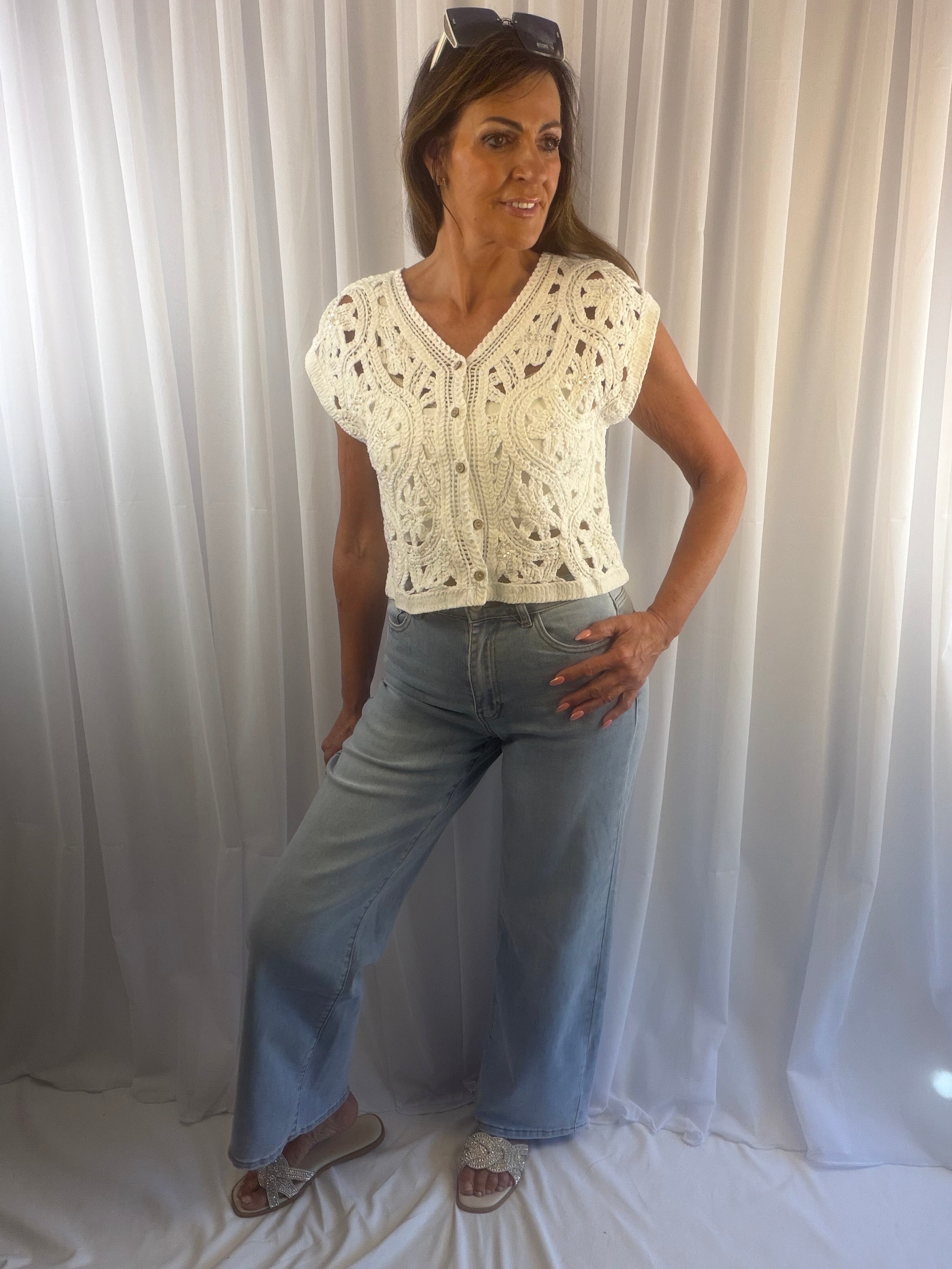 Carina crochet embellished  waistcoat