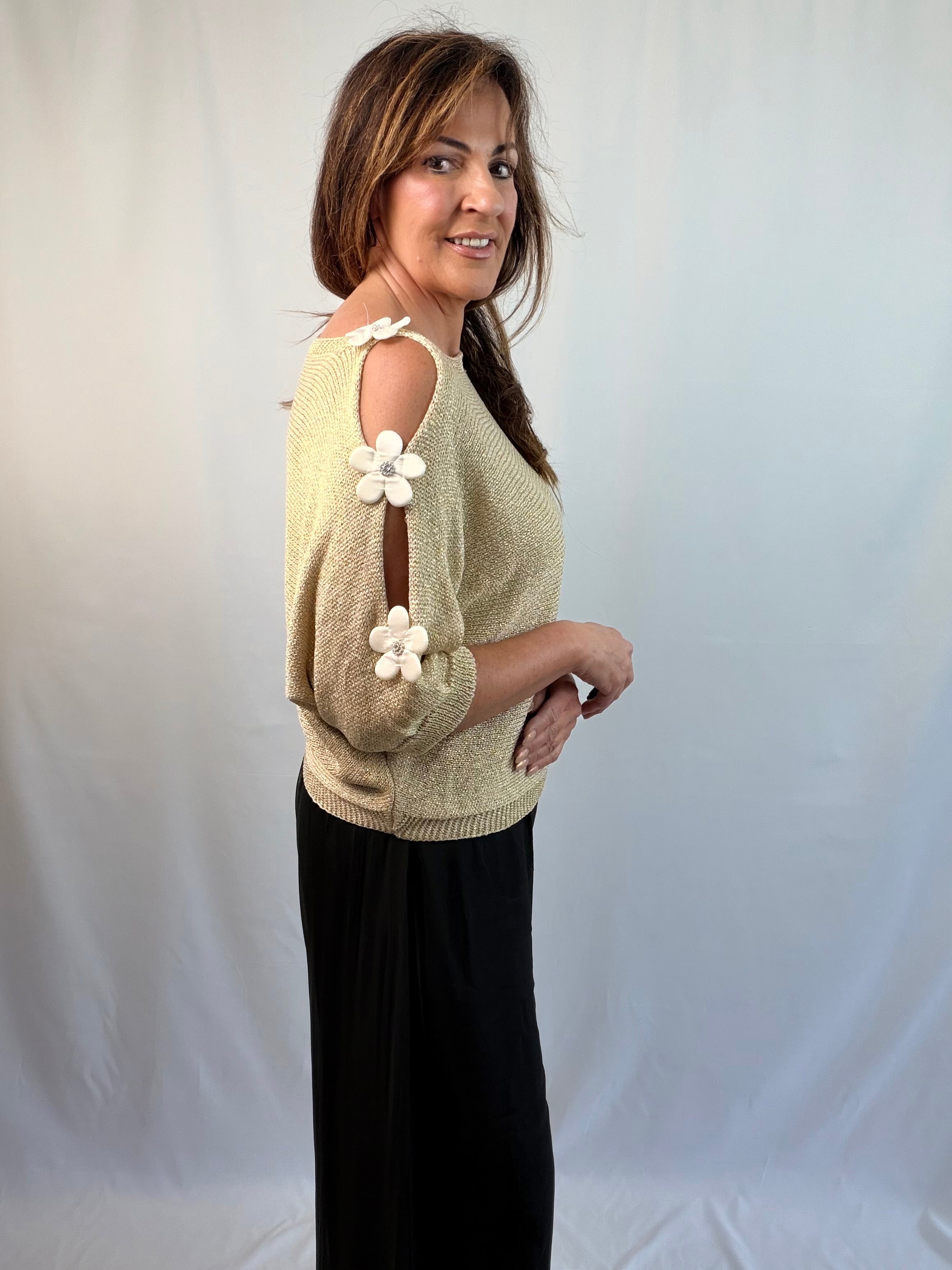 Gold luxe daisy diamanté knit