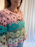 Christie crochet colourful floral top