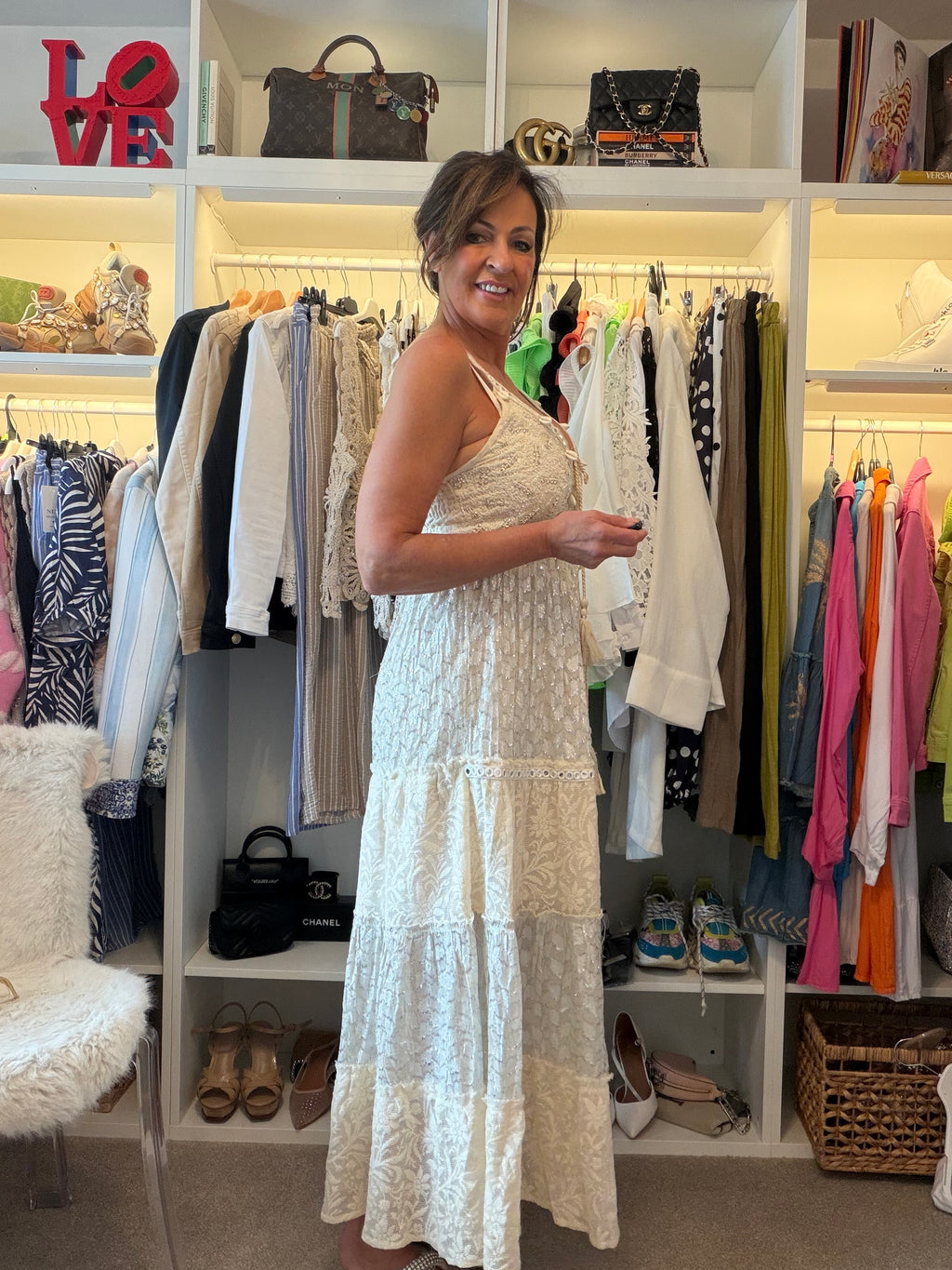 Gold Flora Luxe Maxi dress