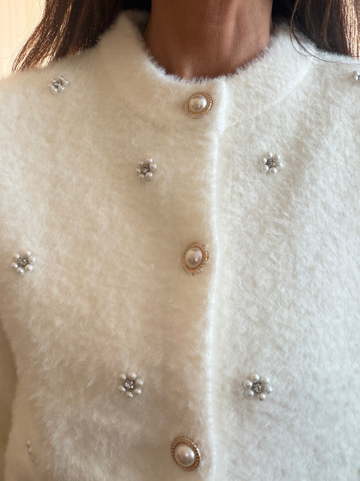 Camille LUXE diamanté/pearl fluffy jacket