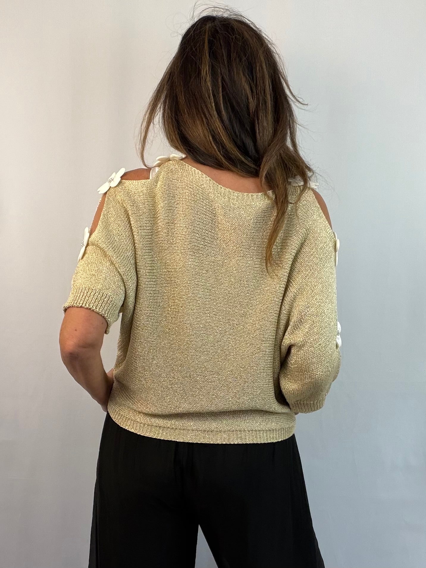 Gold luxe daisy diamanté knit