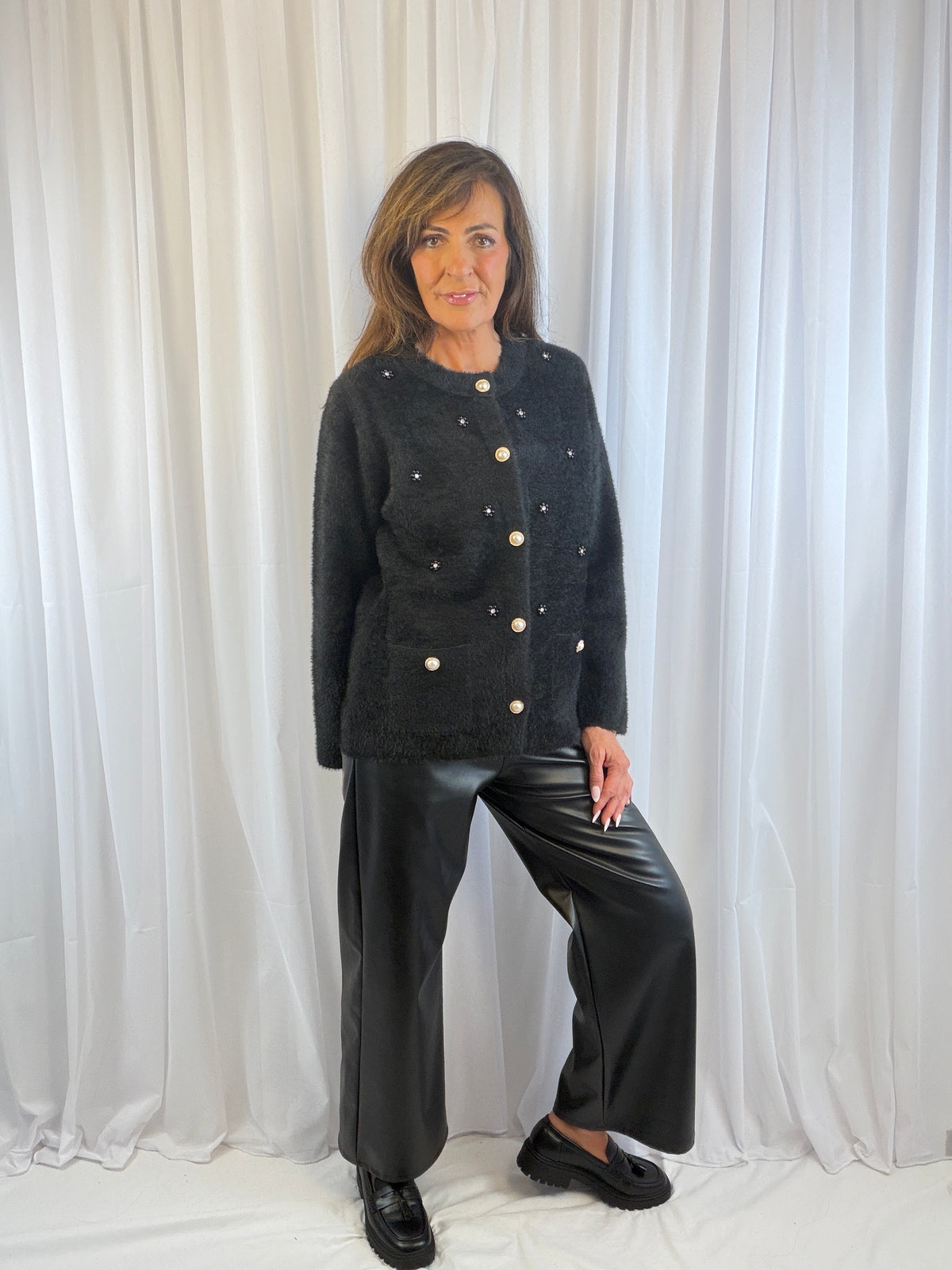 Camille LUXE diamanté/pearl fluffy jacket