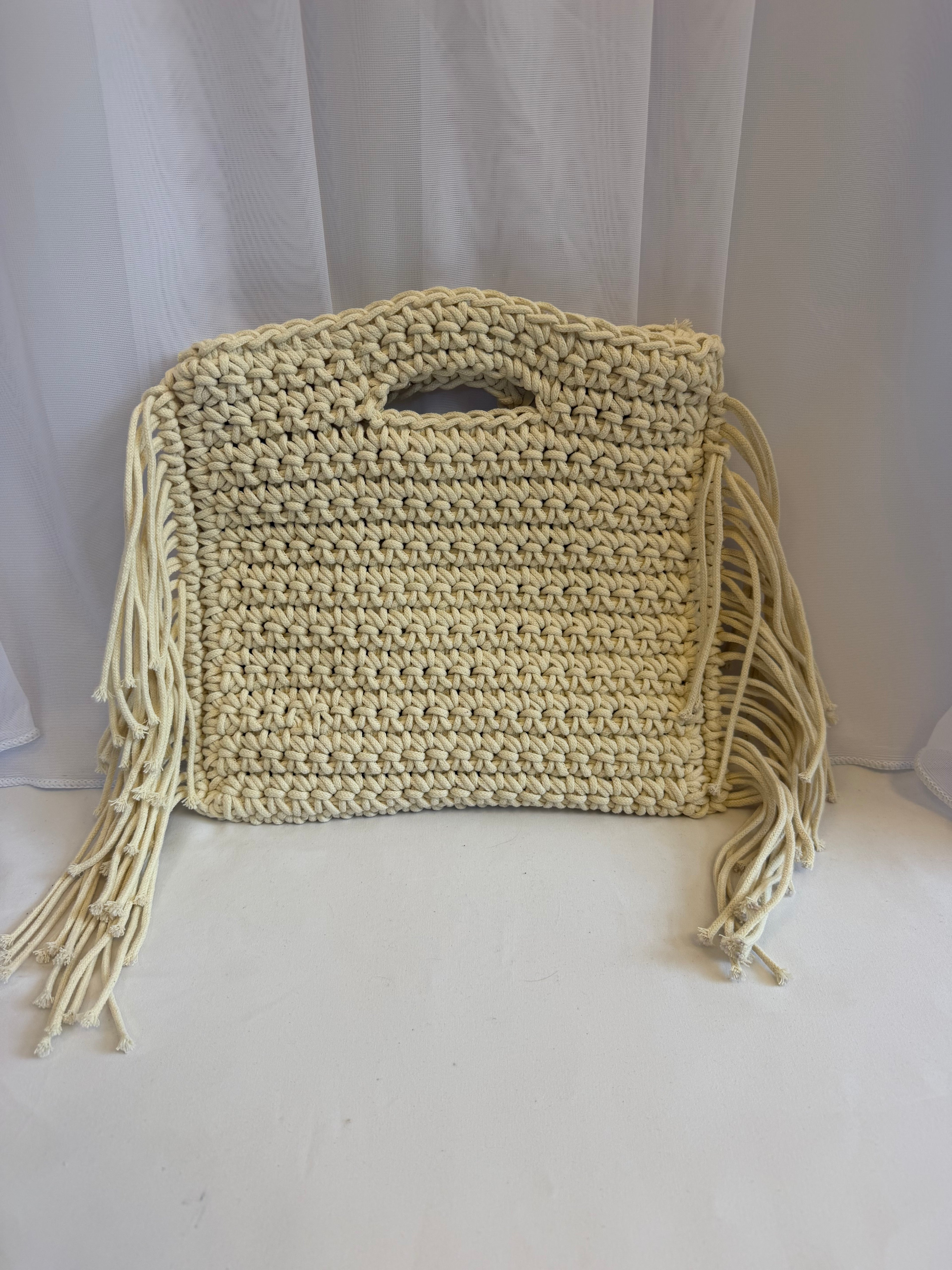 Boho woven fringe bag