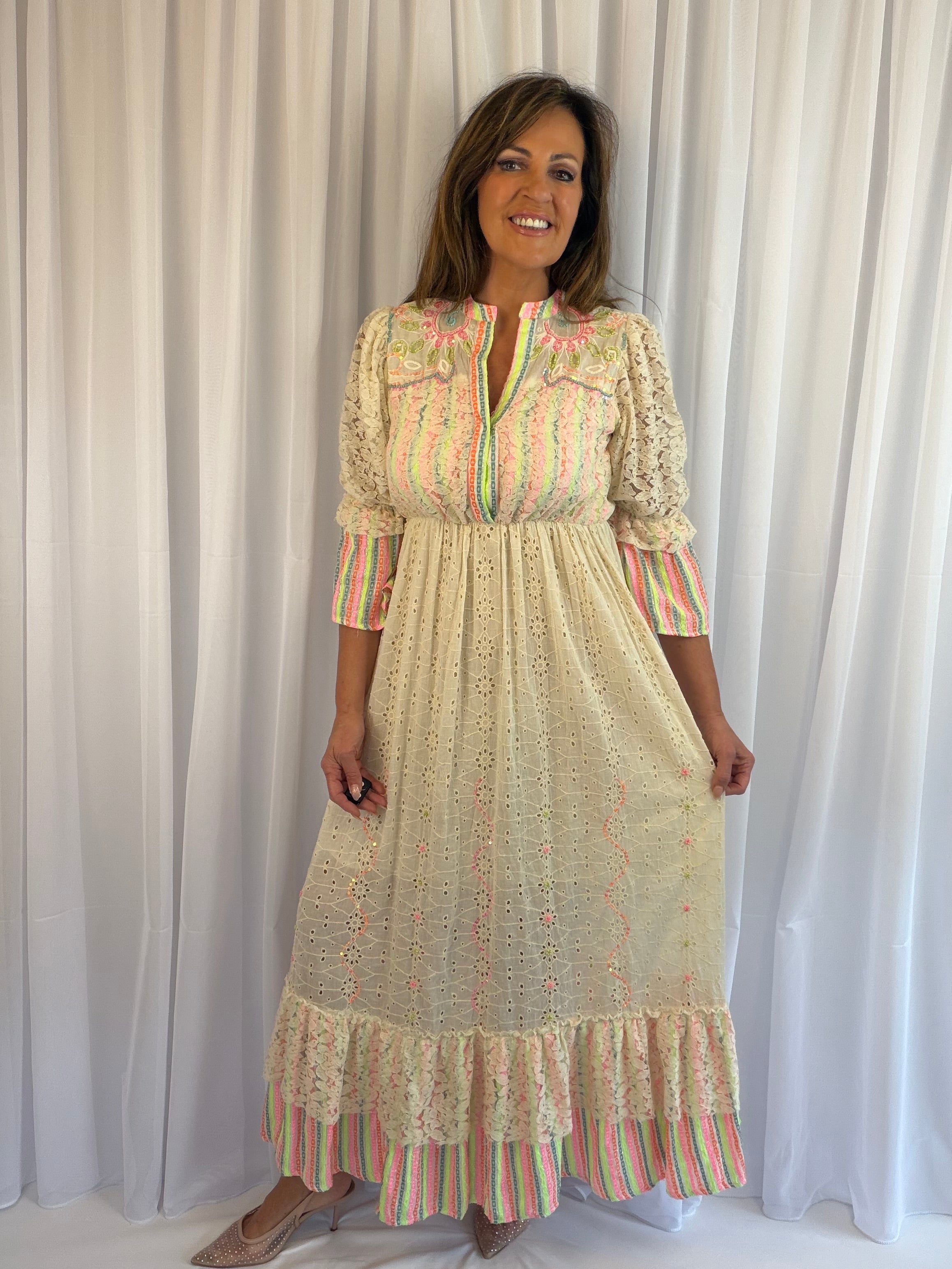Tanisha Boho cream dream maxi (with fab colour trim)