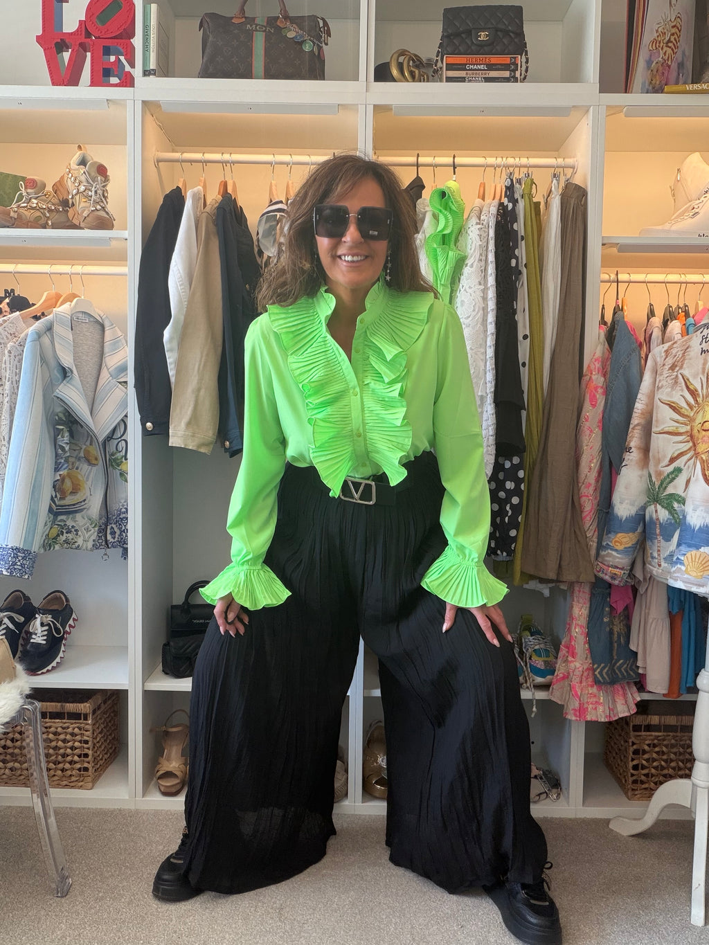 Santorini long sleeve ruffle blouse