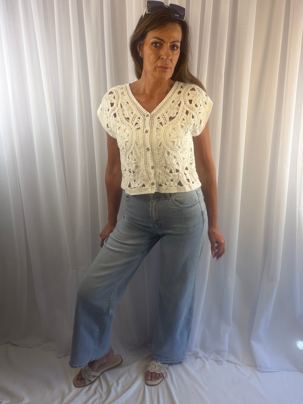 Carina crochet embellished  waistcoat