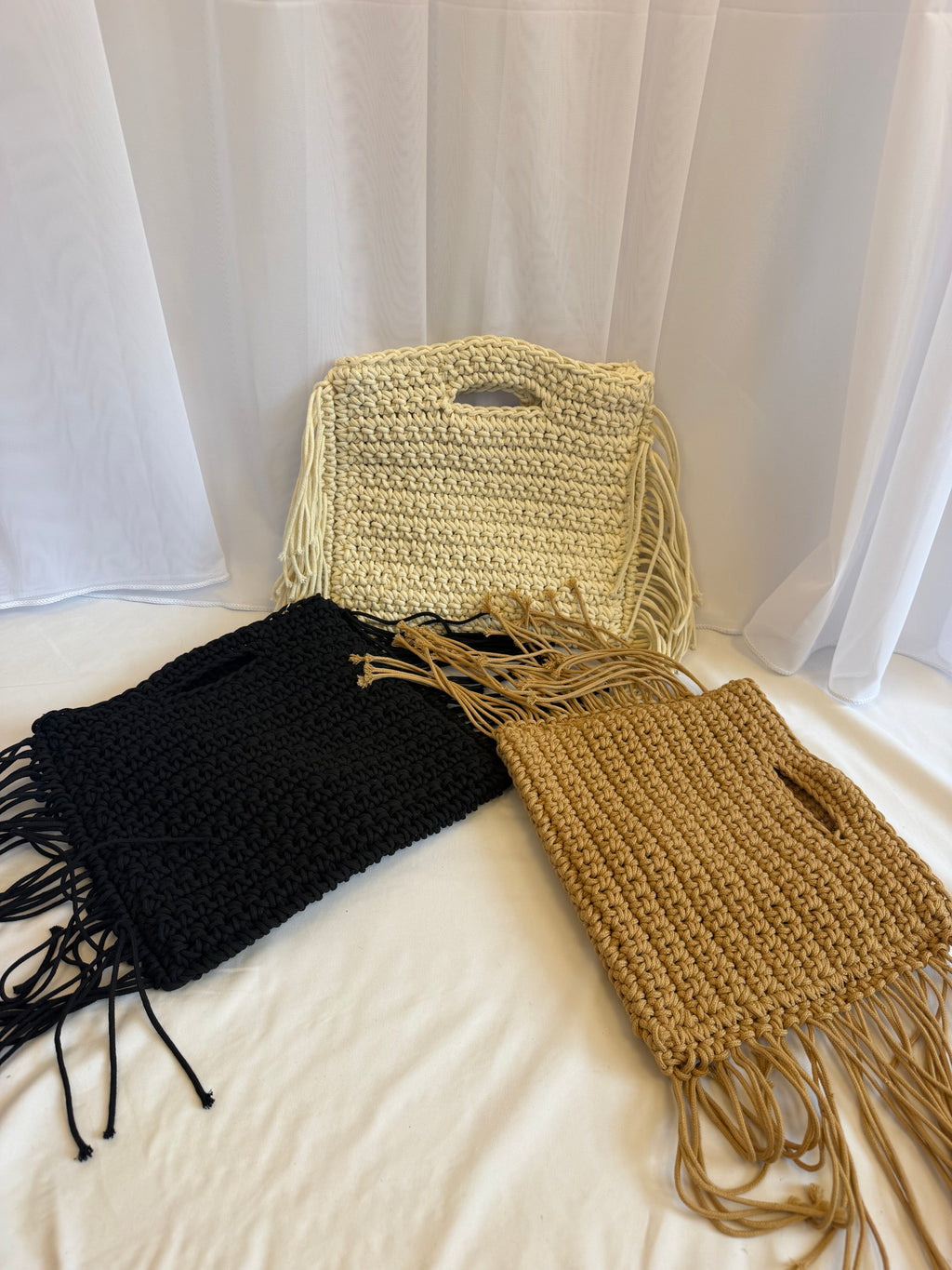 Boho woven fringe bag