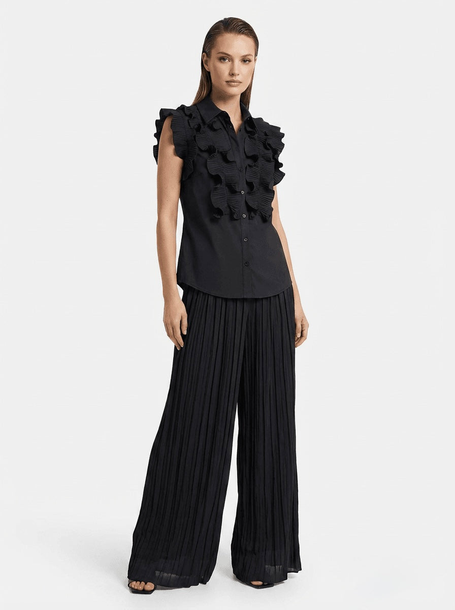 Santorini ruffle cap sleeve shirt