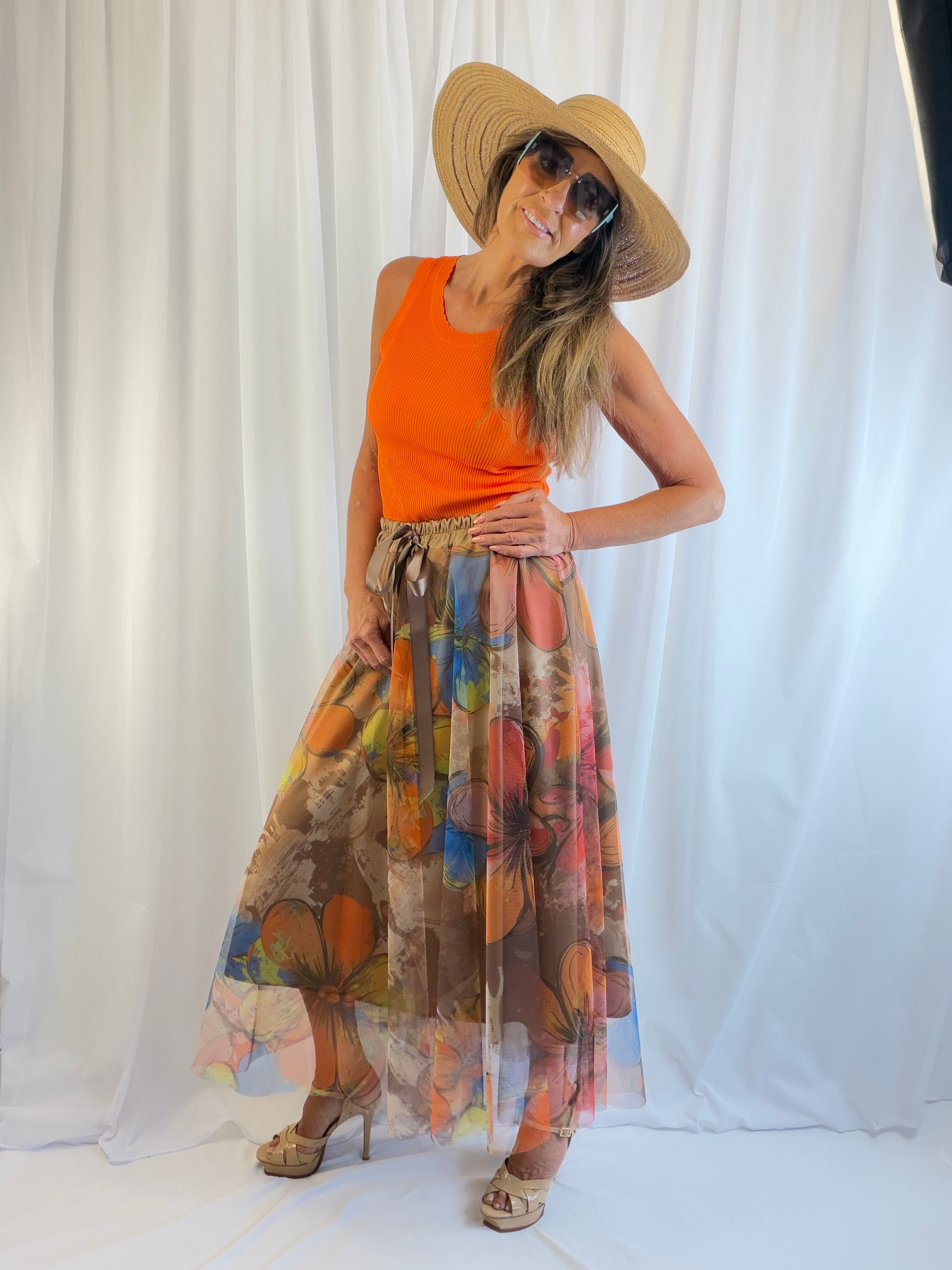 Lucy LUXE watercolour floral skirt