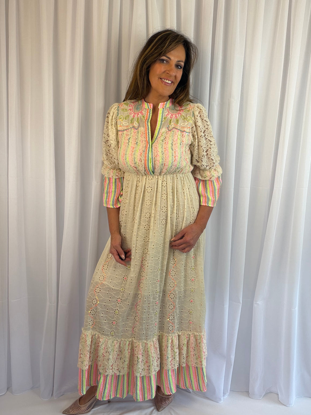 Tanisha Boho cream dream maxi (with fab colour trim)