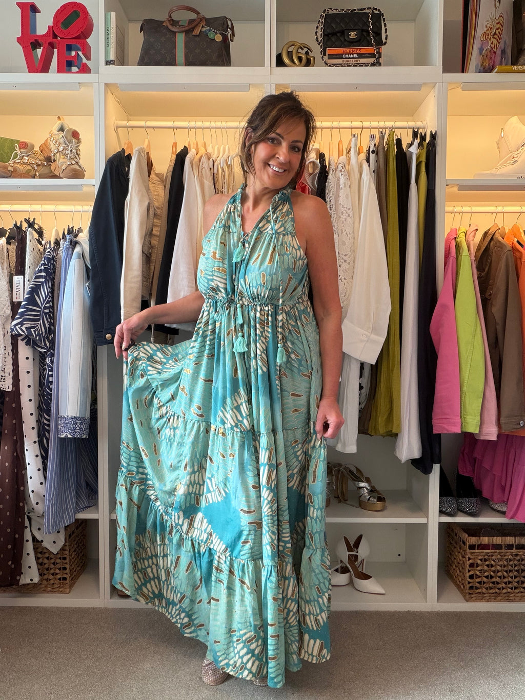 Azure tiered maxi dress