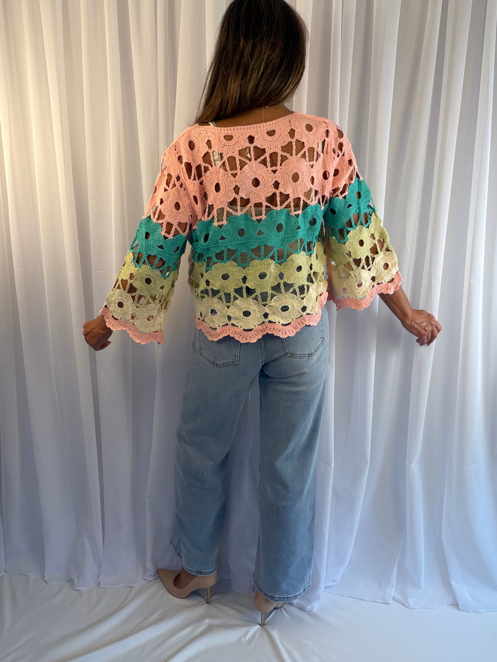 Christie crochet colourful floral top