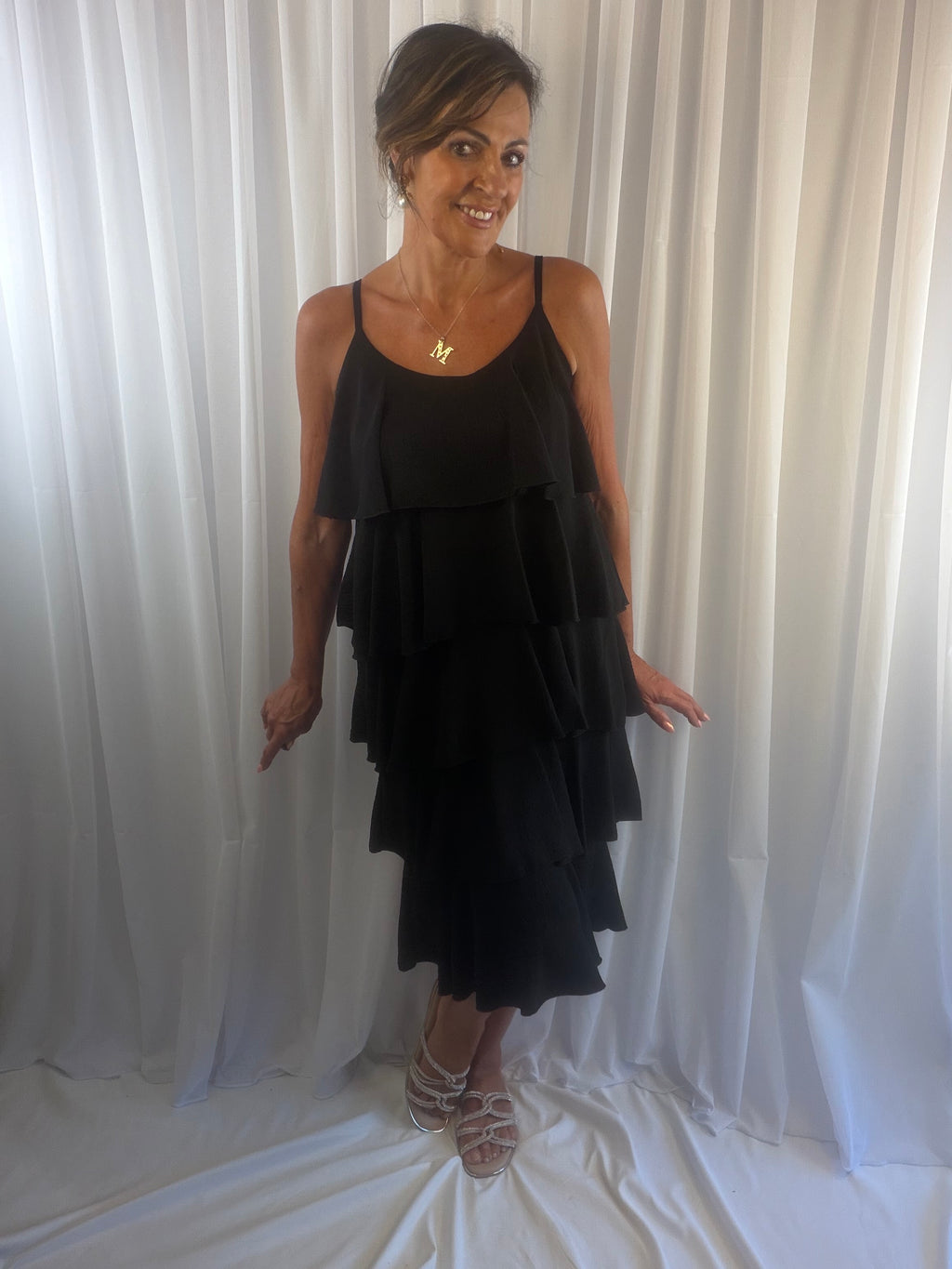Roxy ruffle tiered midi dress