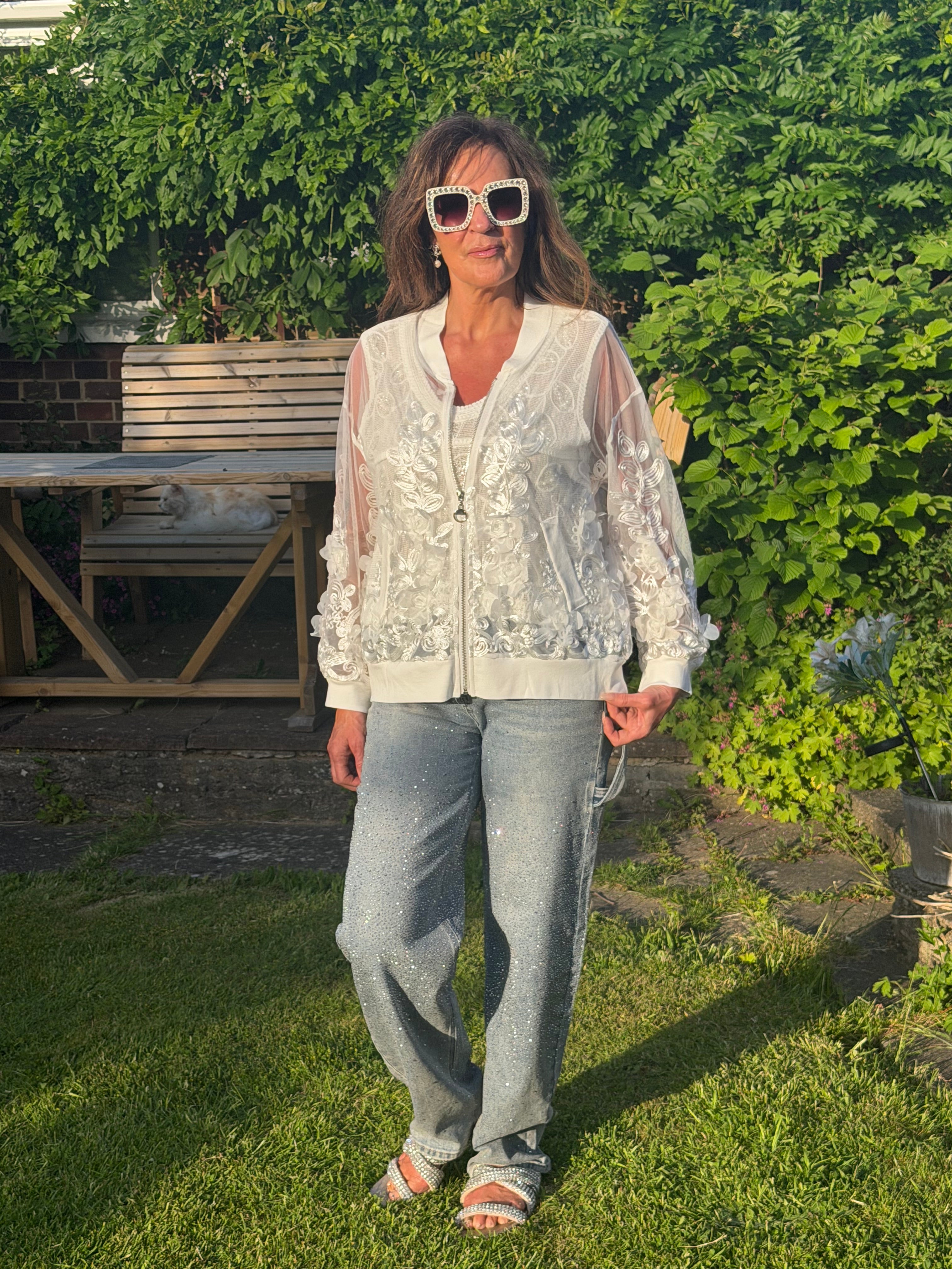 Leigh white Bomber jacket