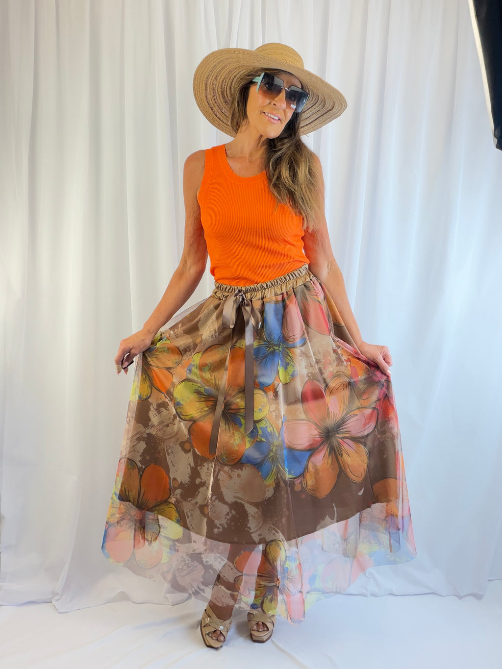 Lucy LUXE watercolour floral skirt