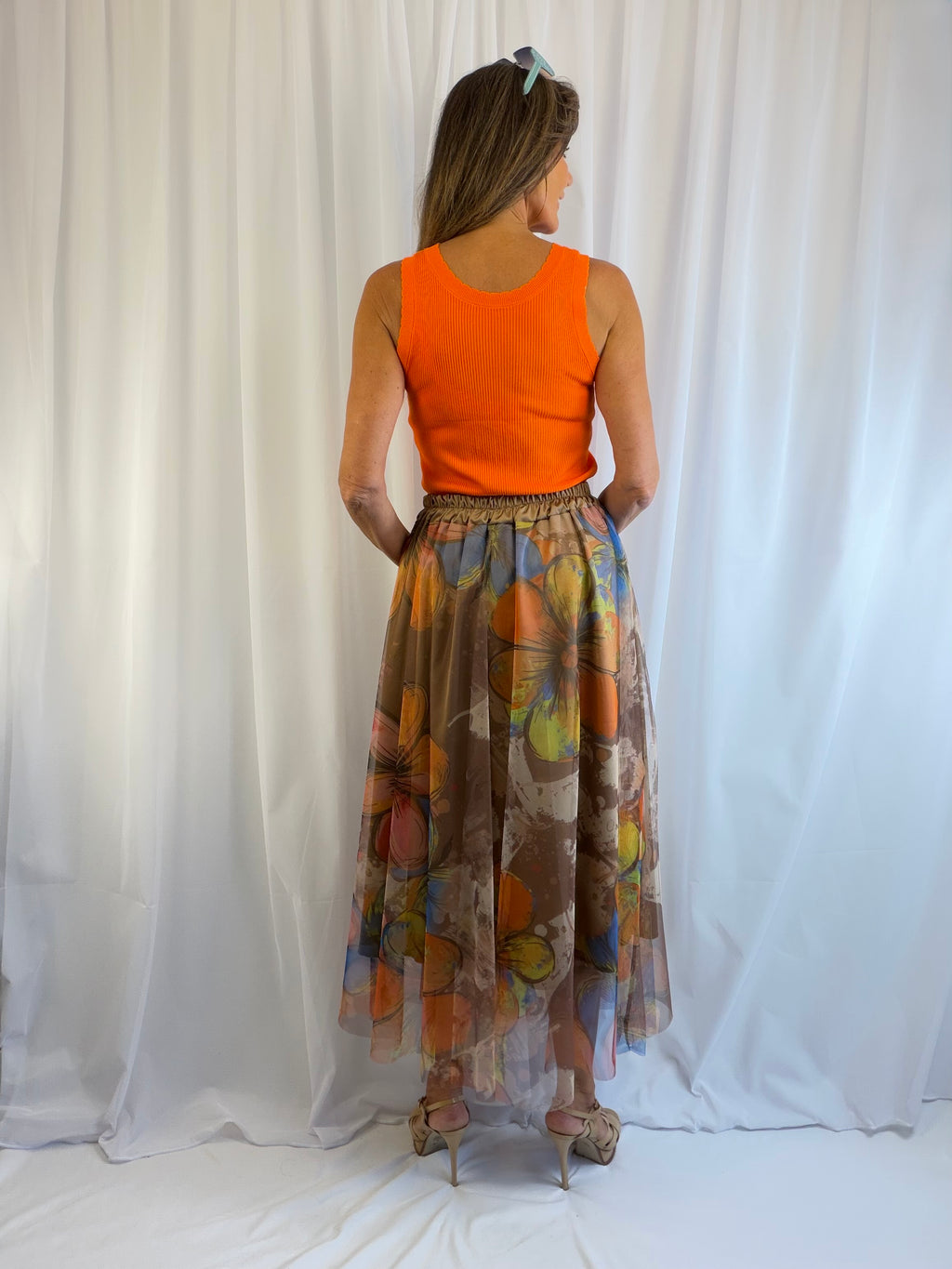 Lucy LUXE watercolour floral skirt