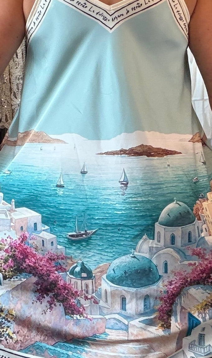Santorini Scenic cami dress