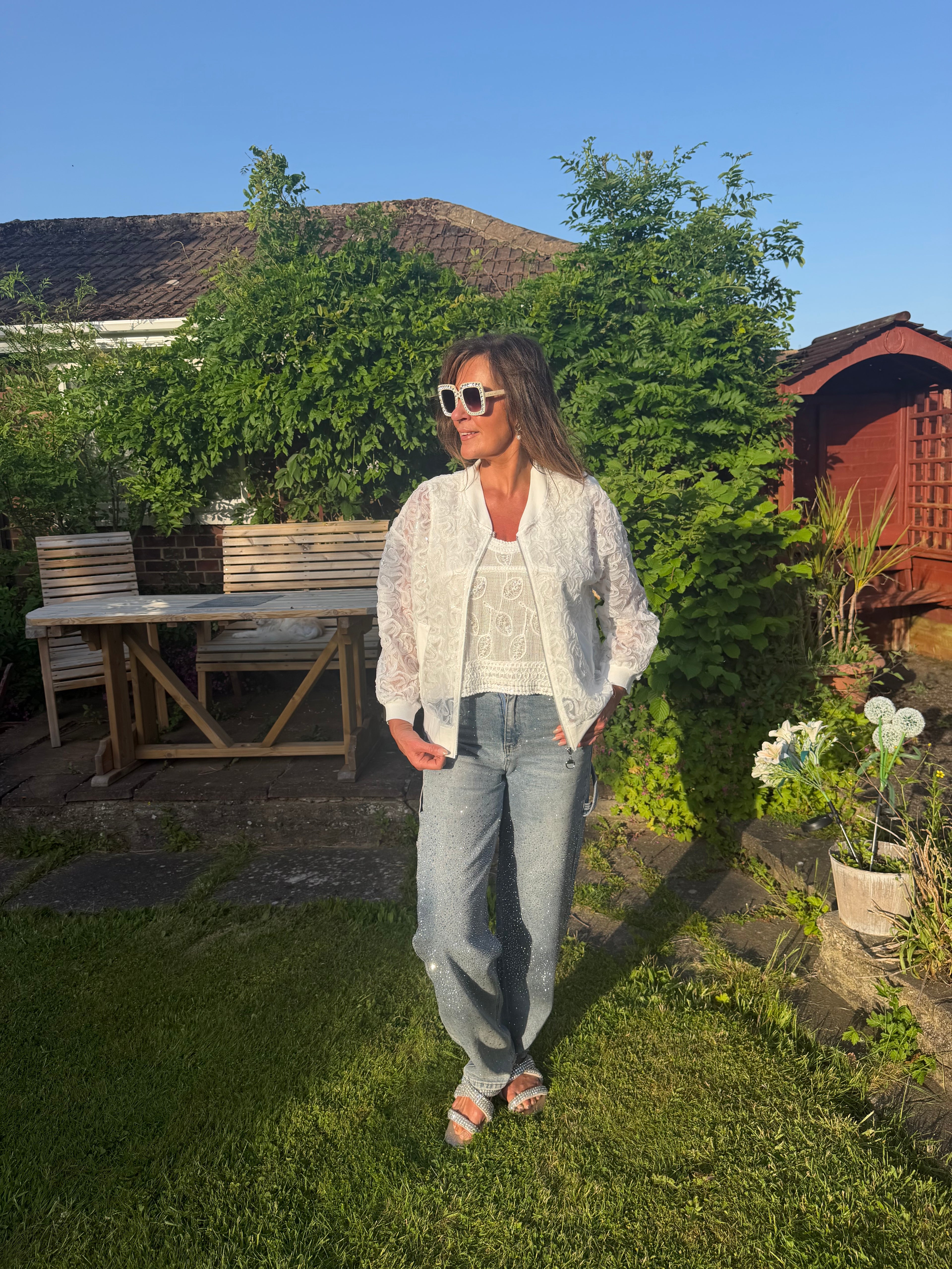 Lori white bomber jacket