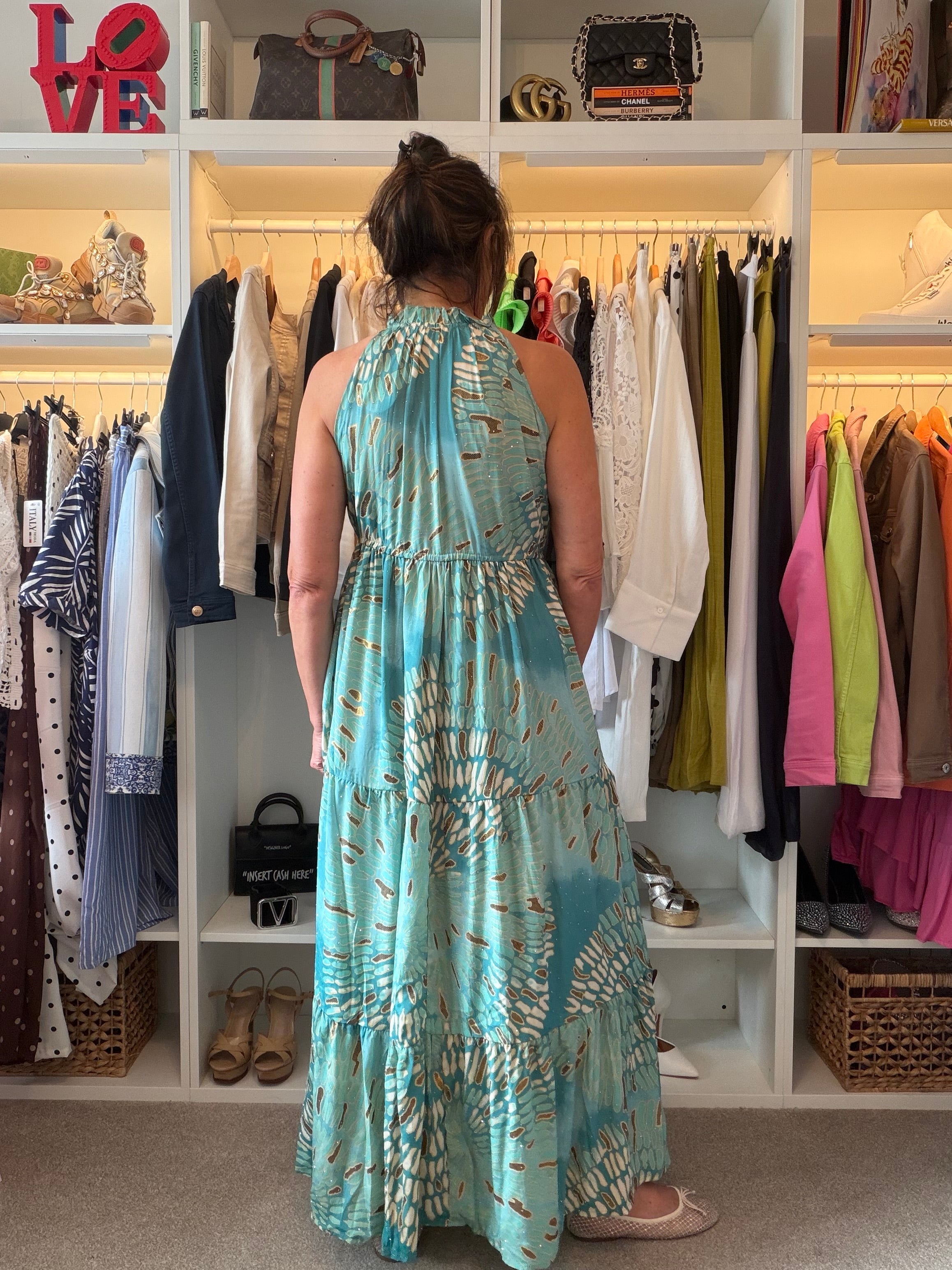 Azure tiered maxi dress
