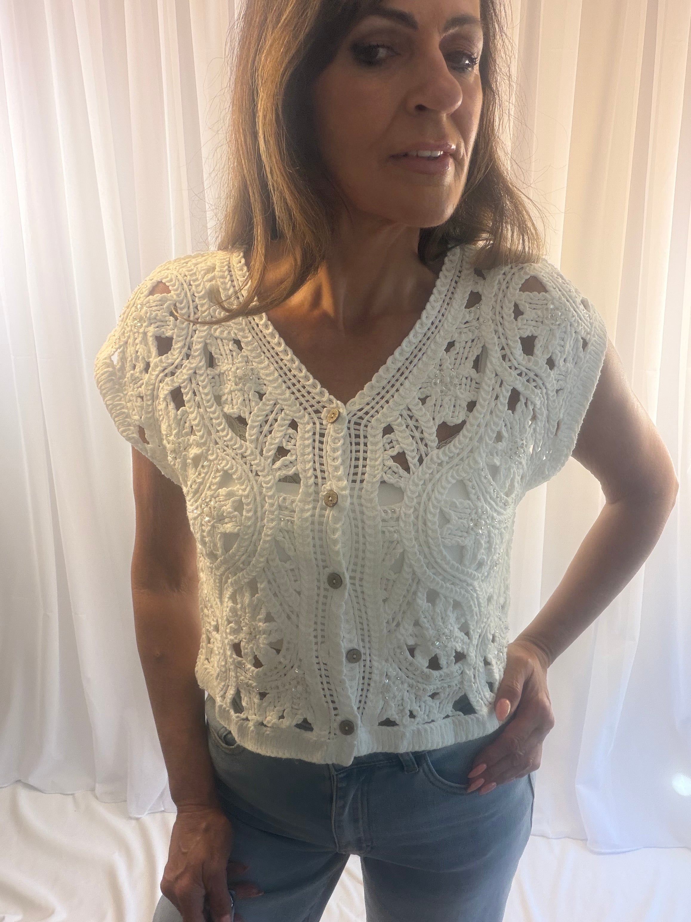 Carina crochet embellished  waistcoat
