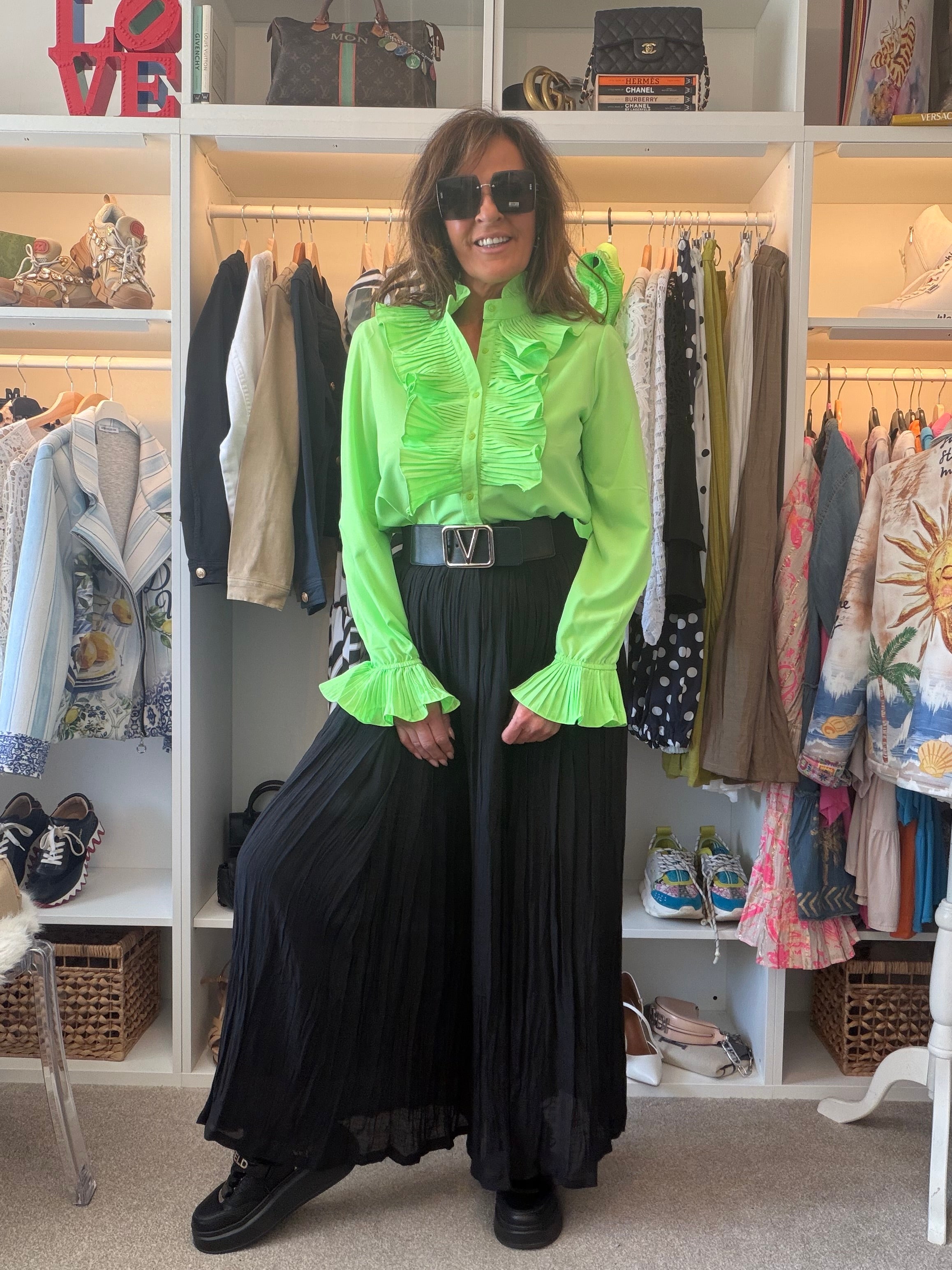Santorini long sleeve ruffle blouse
