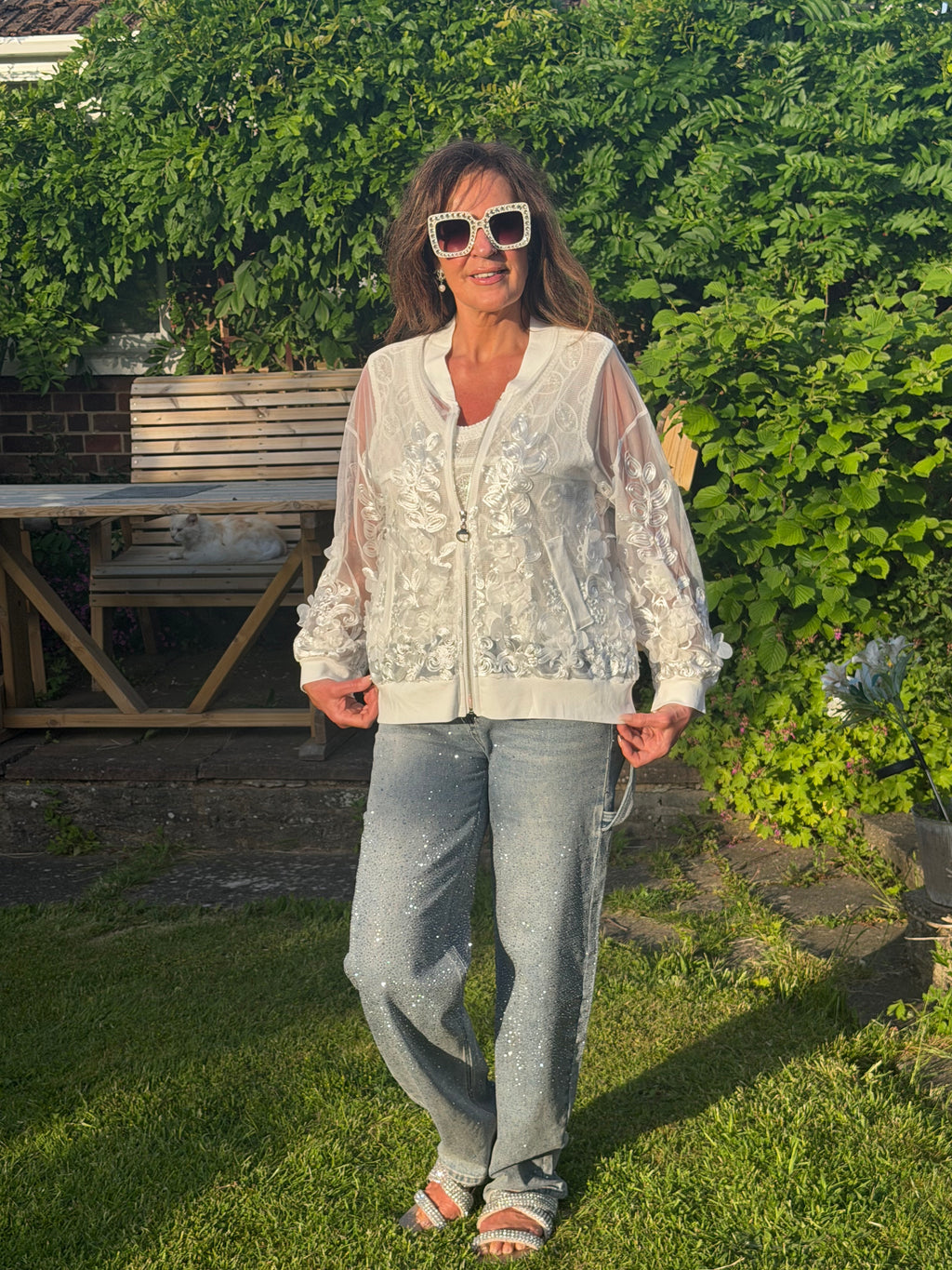 Leigh white Bomber jacket