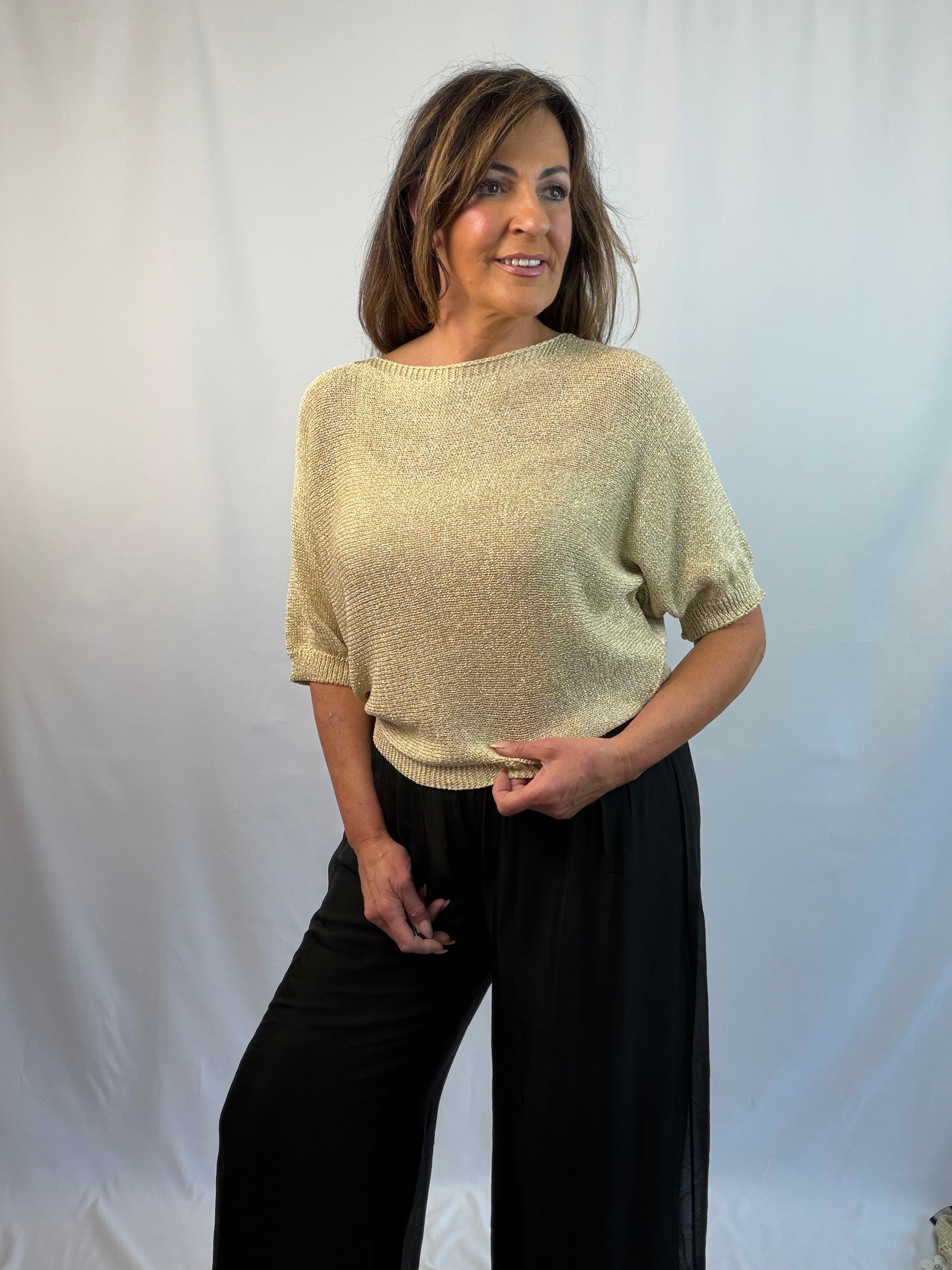 Gold luxe daisy diamante back knit