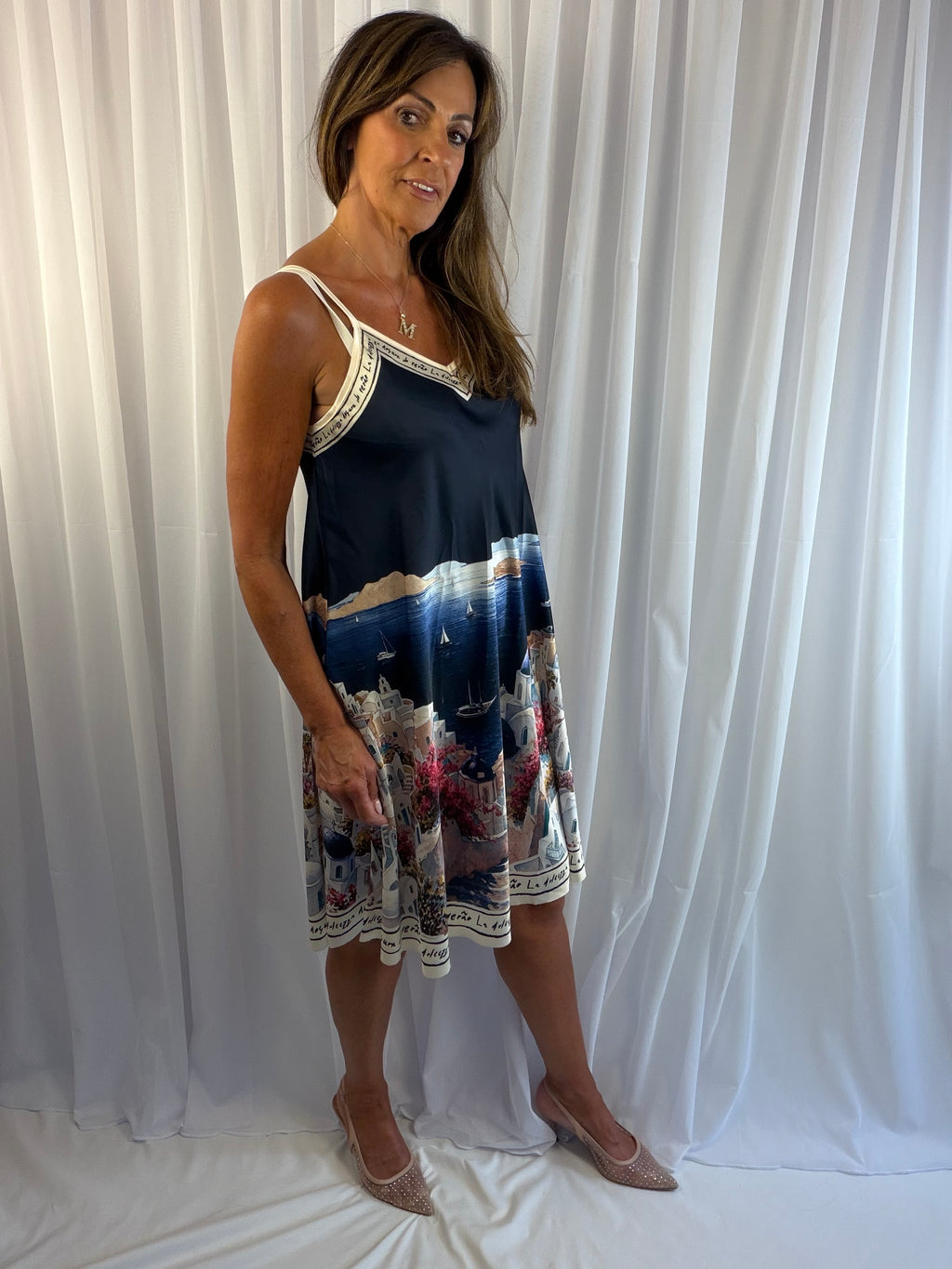 Santorini Scenic cami midi dress