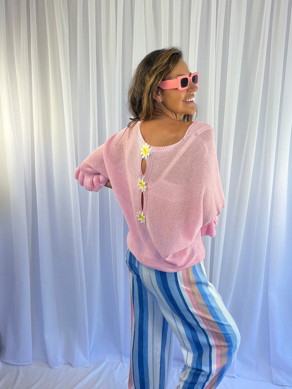 Suzy striped balloon hem trousers