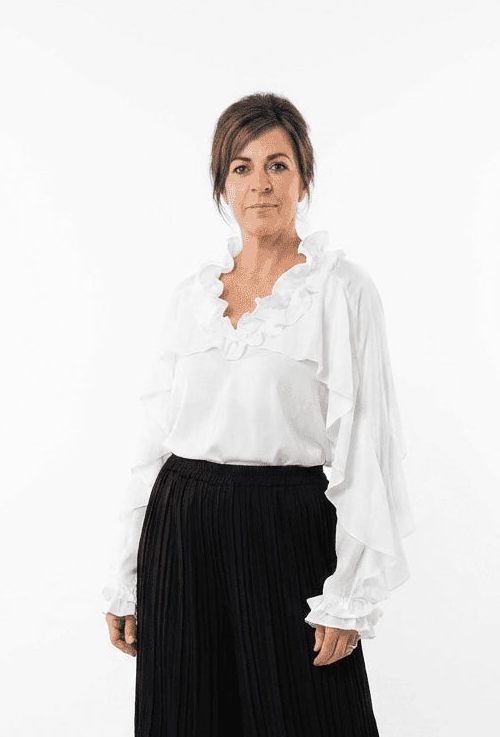 Santorini elegant white ruffle long sleeve blouse