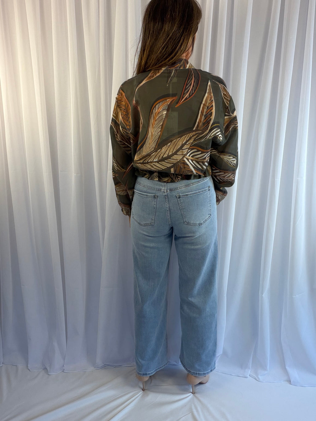 Tropical palm leaf bomber jacket