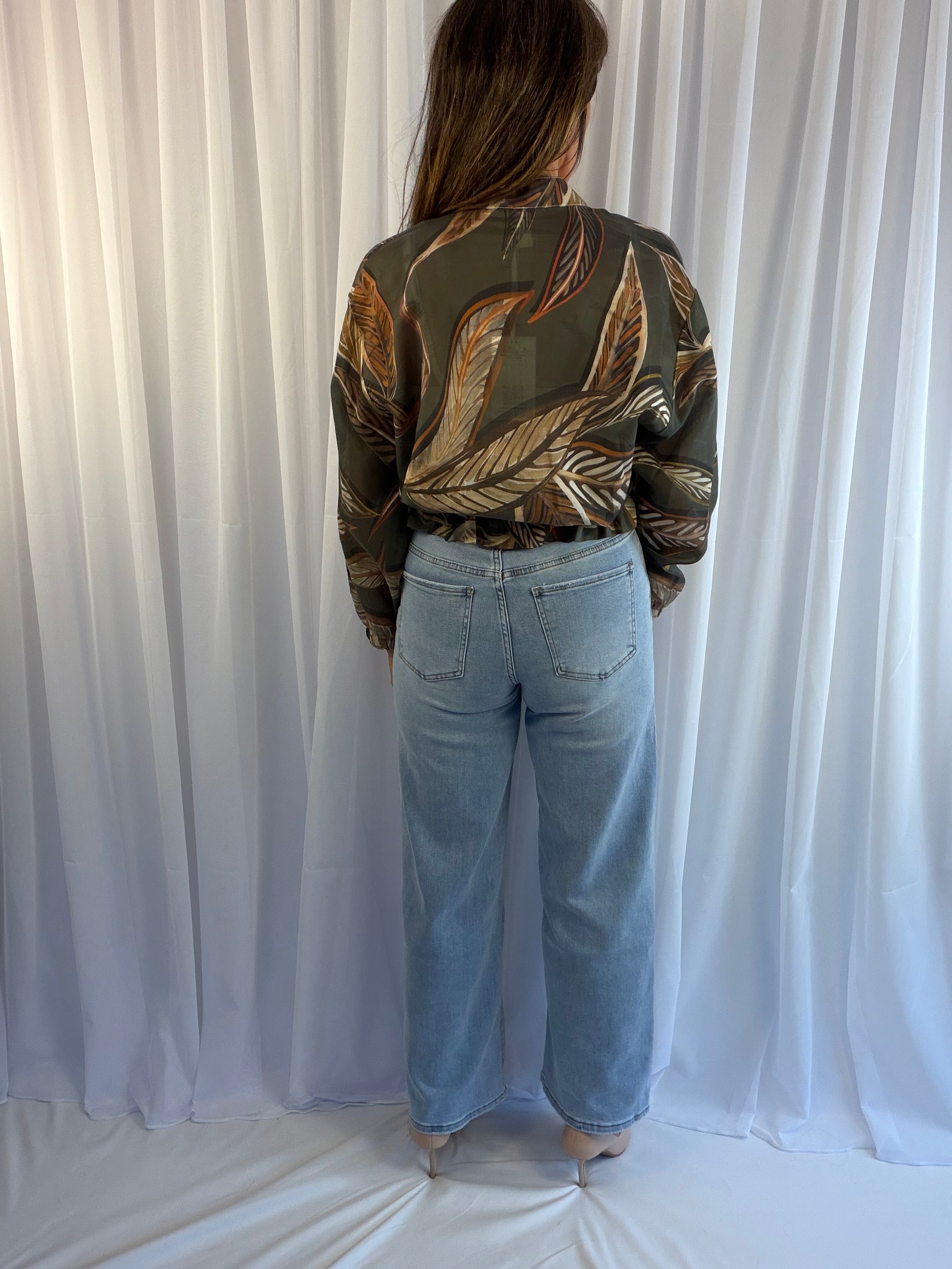 Tropical palm leaf bomber jacket