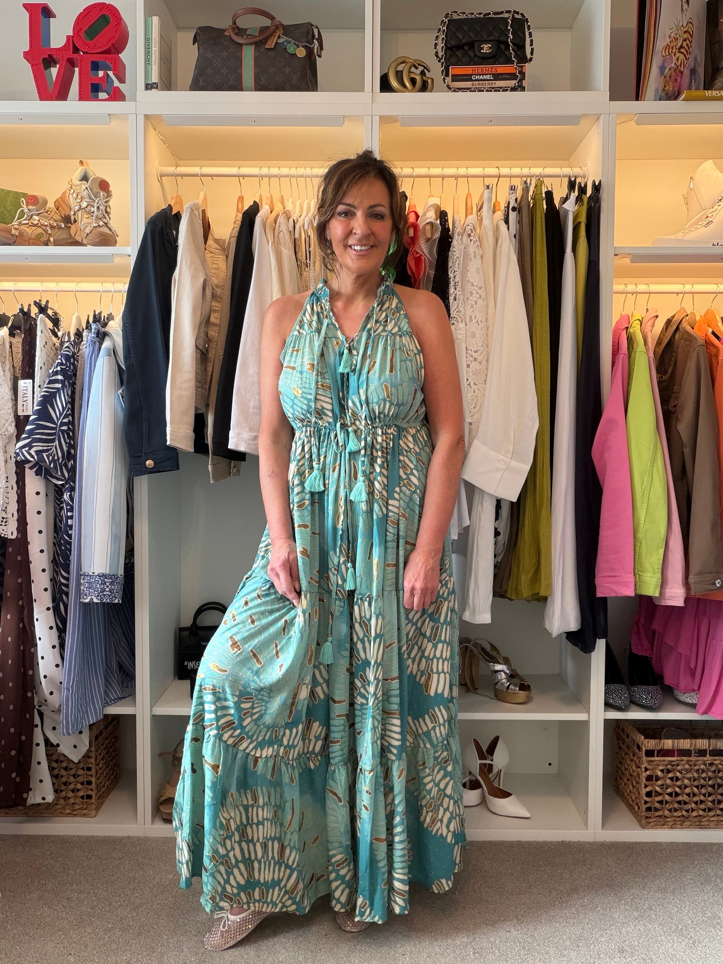 Azure tiered maxi dress