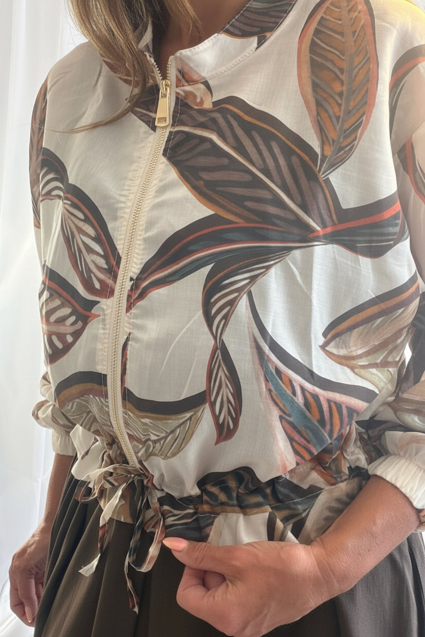 Clara Cream leafy bomber