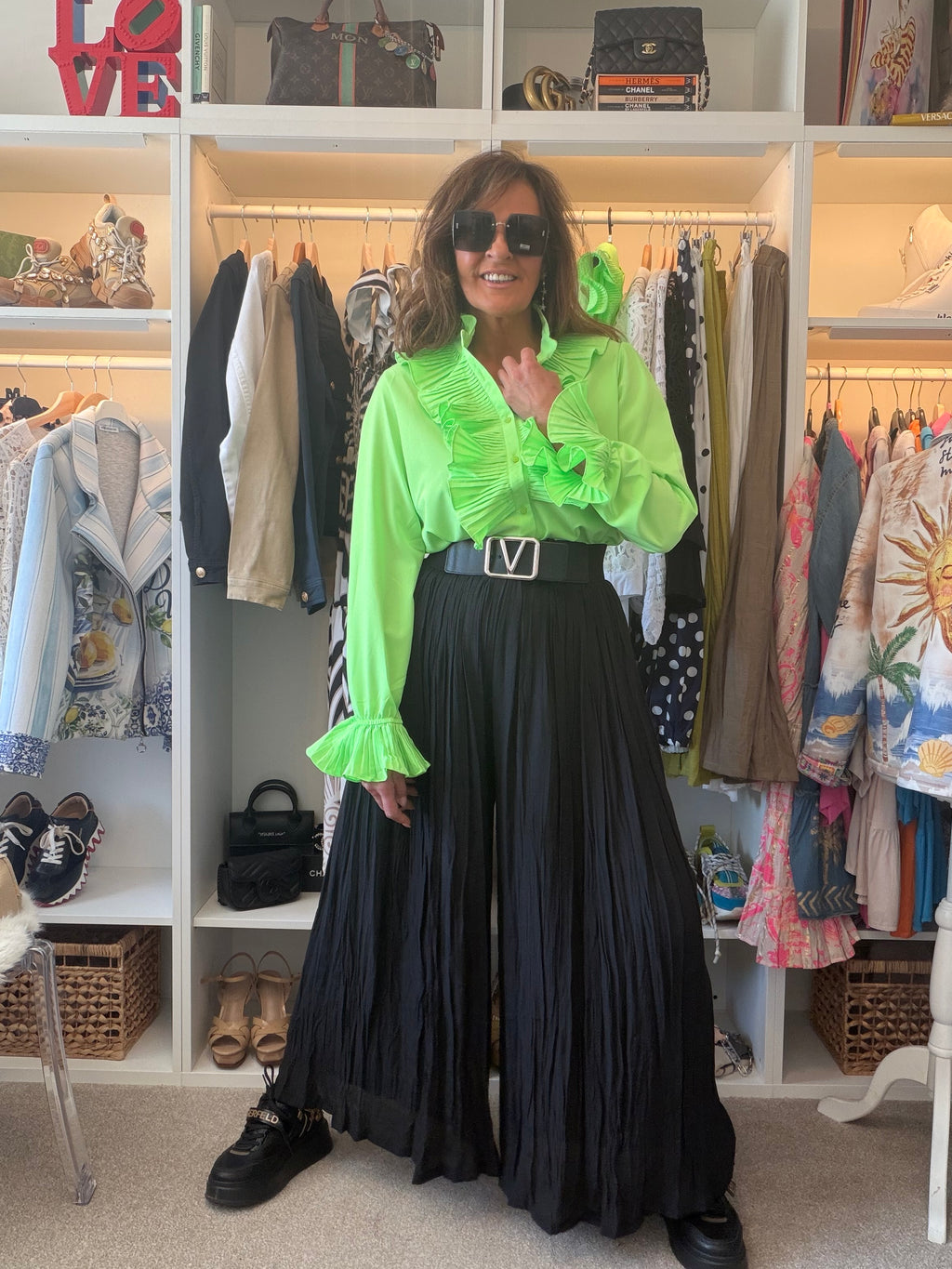 Santorini long sleeve ruffle blouse