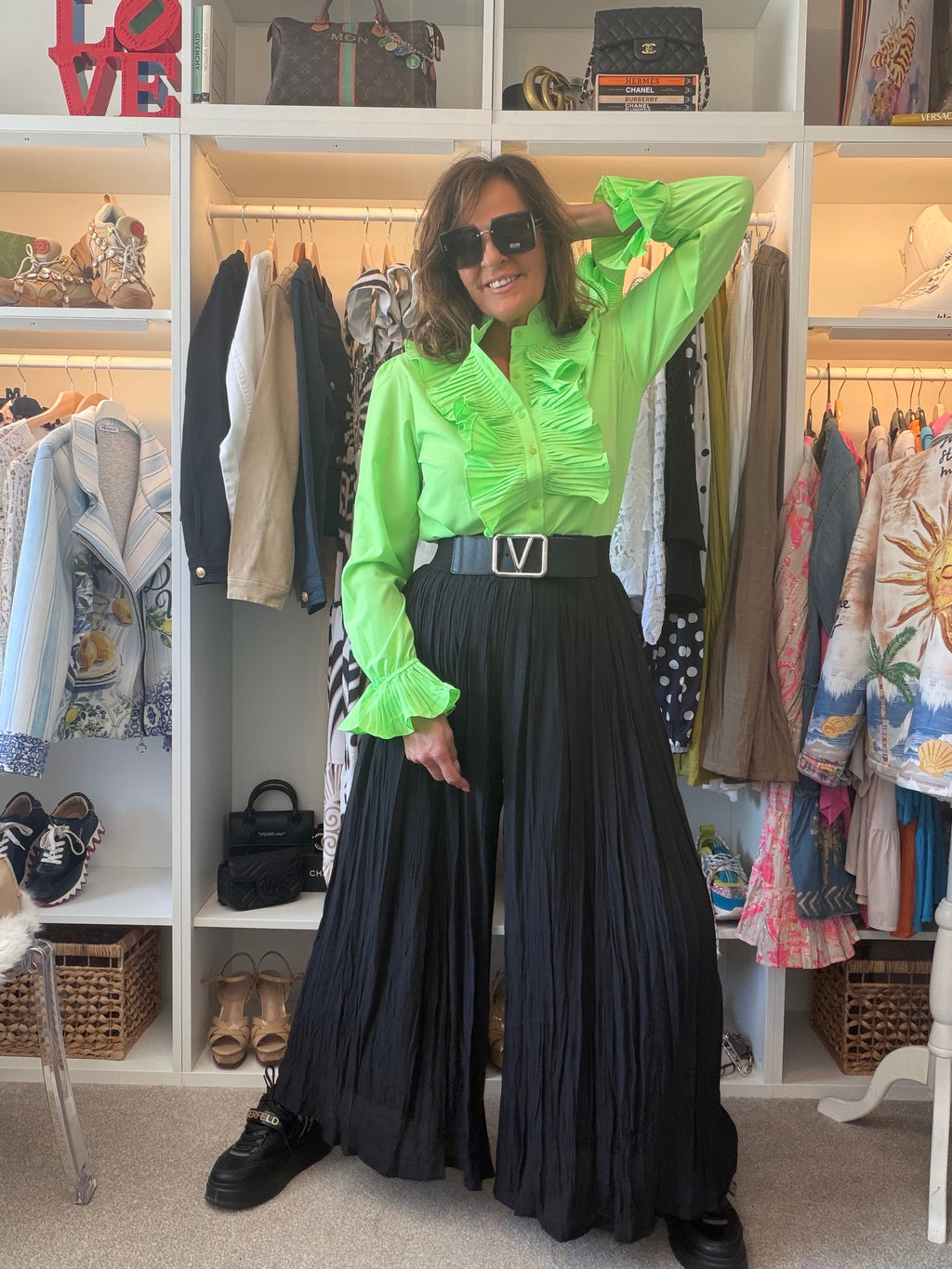 Santorini long sleeve ruffle blouse