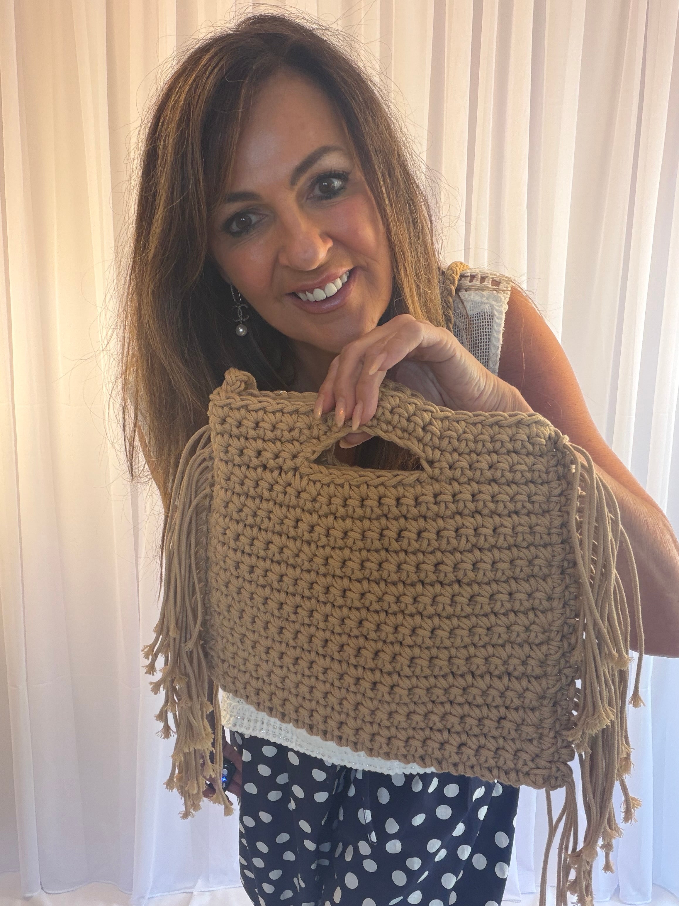 Boho woven fringe bag