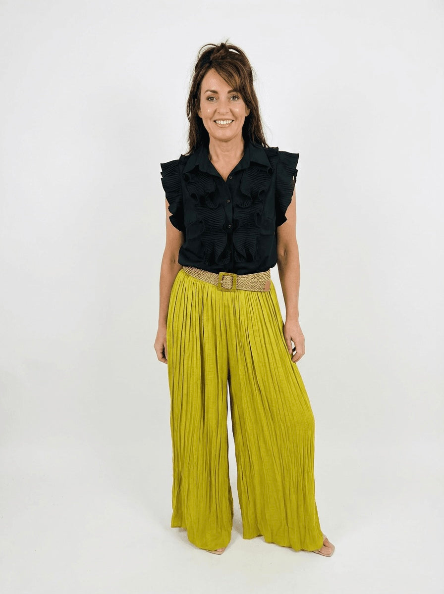 Santorini ruffle cap sleeve shirt