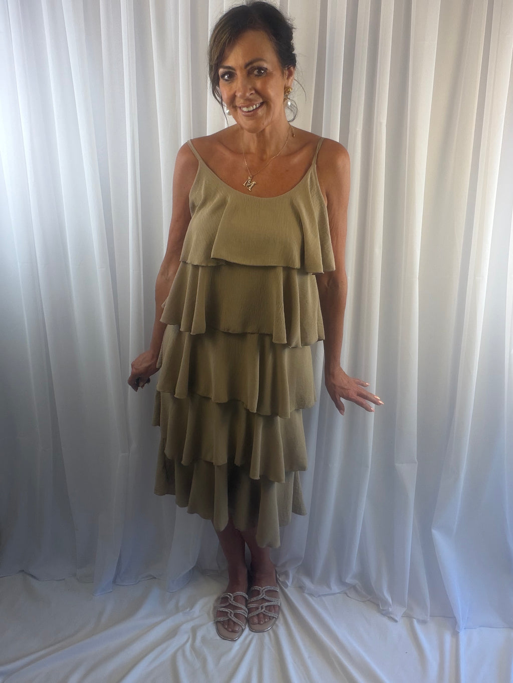 Roxy ruffle tiered midi dress