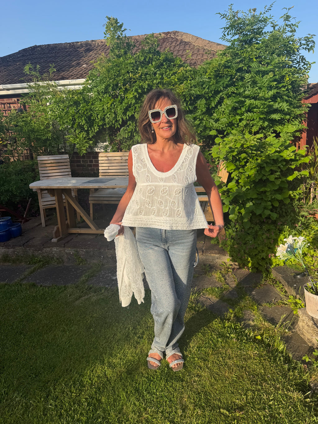 Gina pearl/beading crochet top