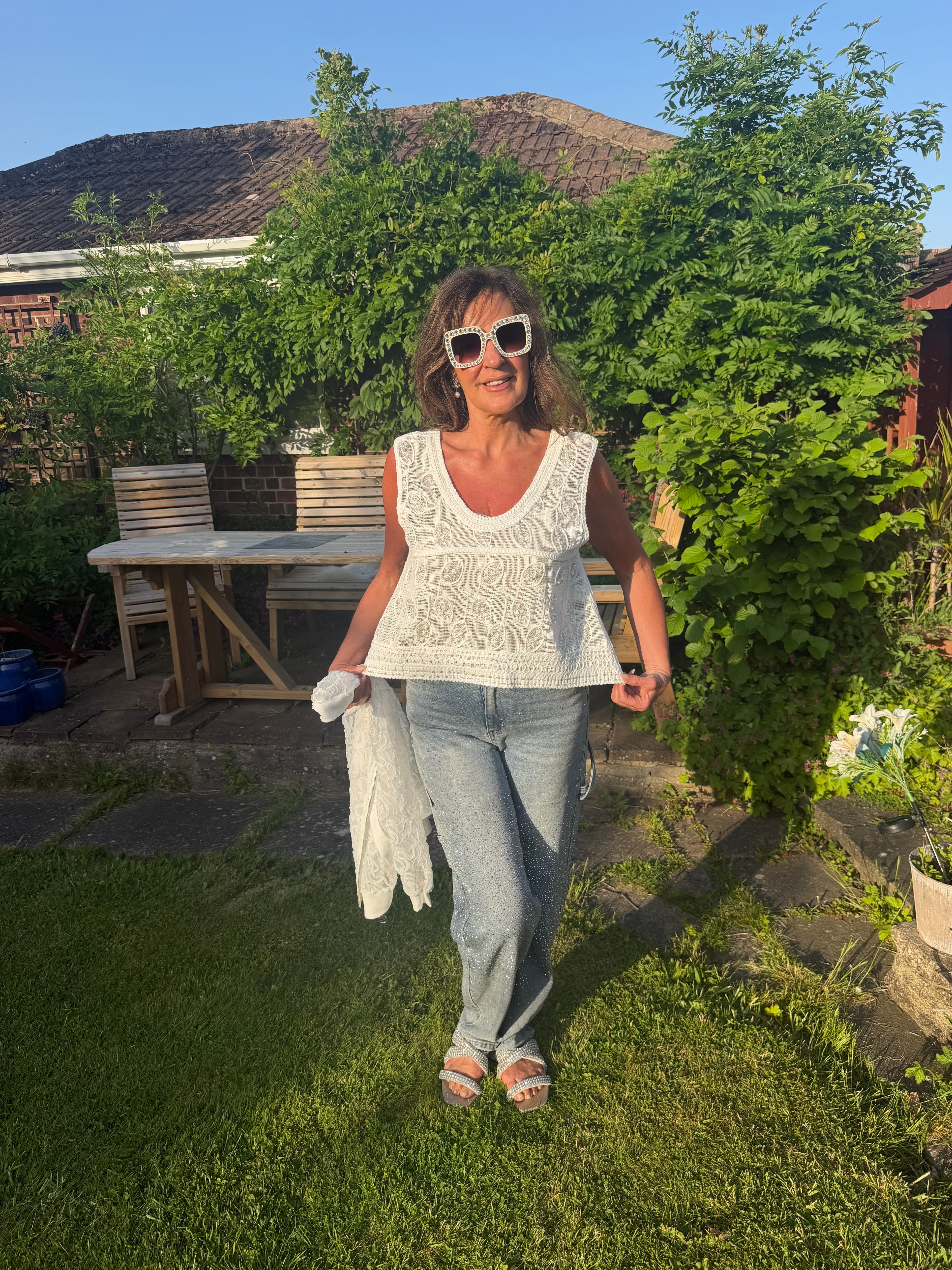 Gina pearl/beading crochet top