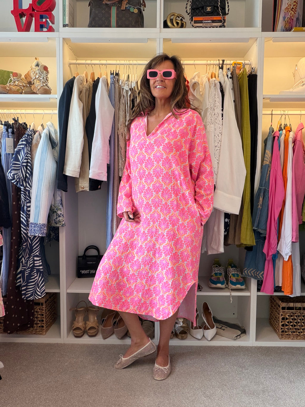 Pink sorbet shell kaftan