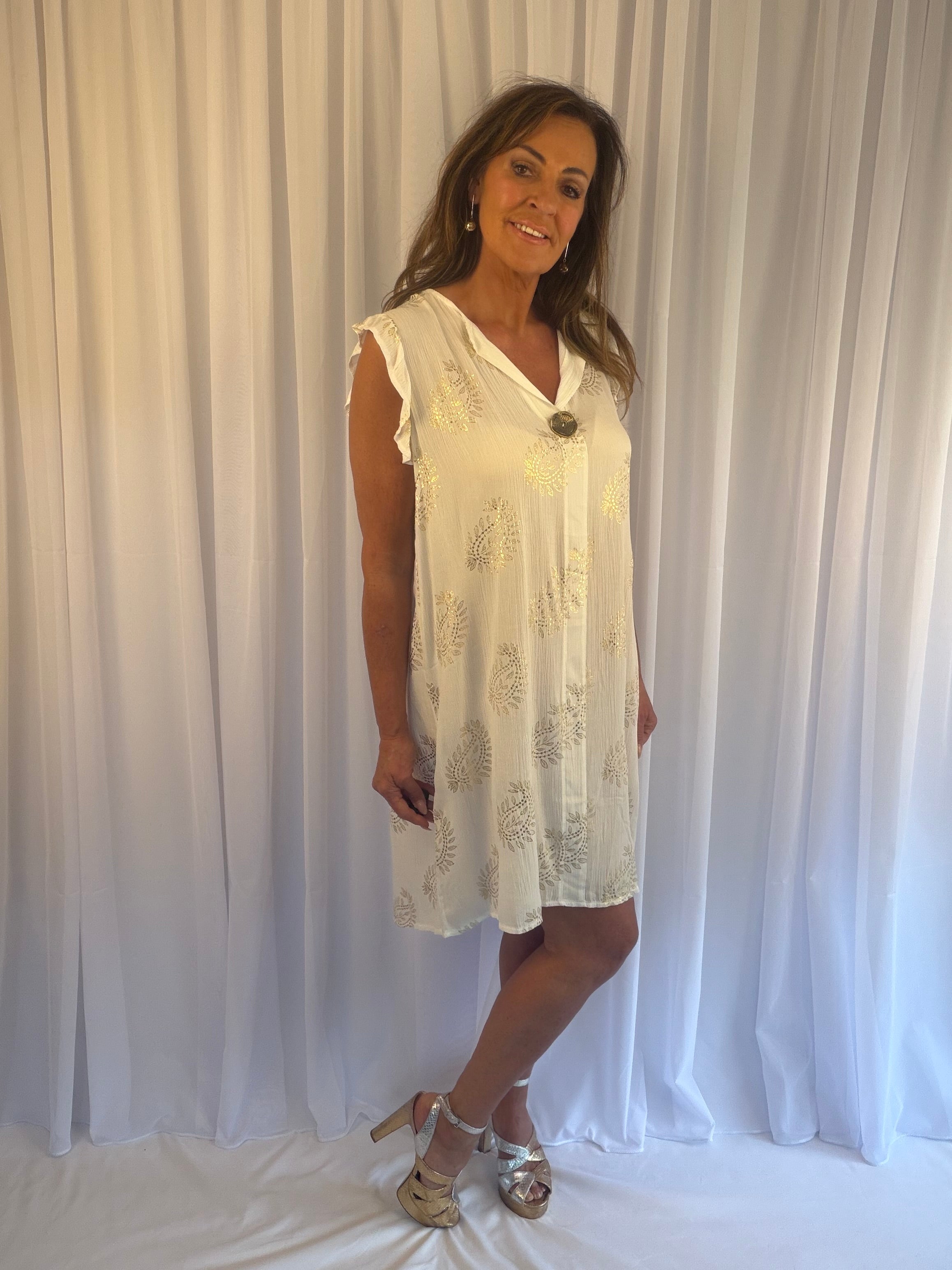 Arabian gold paisley midi dress
