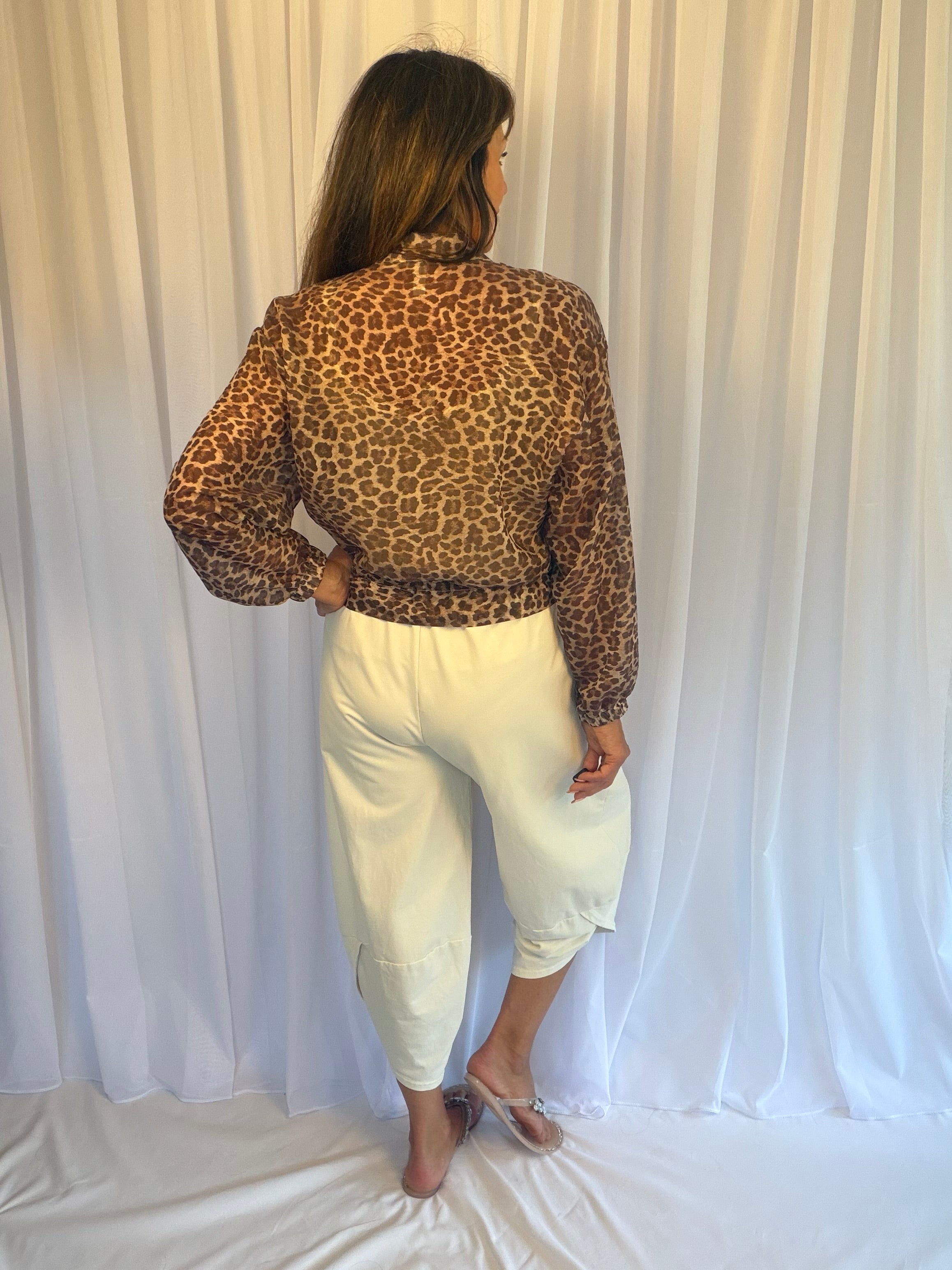Animal leopard print bomber jacket