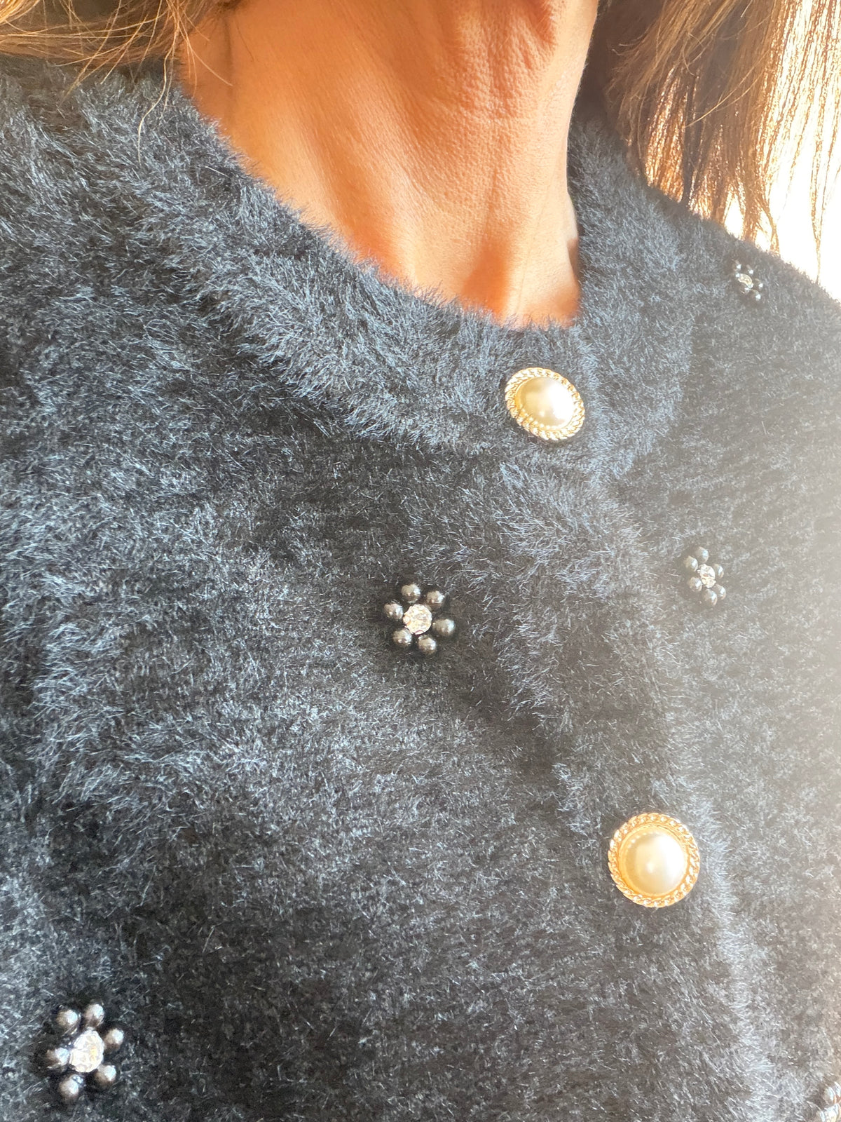 Camille LUXE diamanté/pearl fluffy jacket