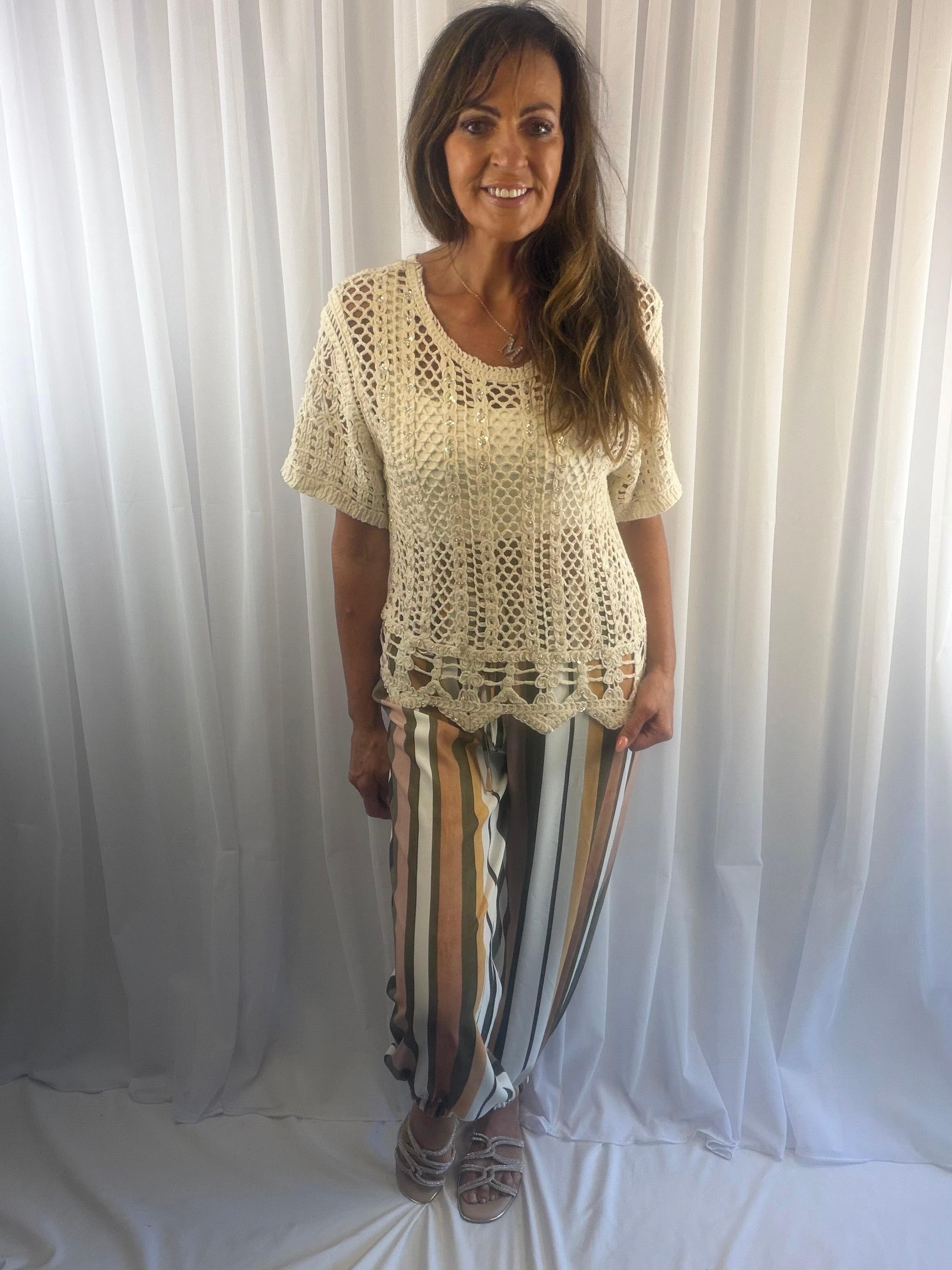 Elena embellished crochet top