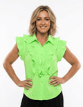 Santorini ruffle cap sleeve shirt