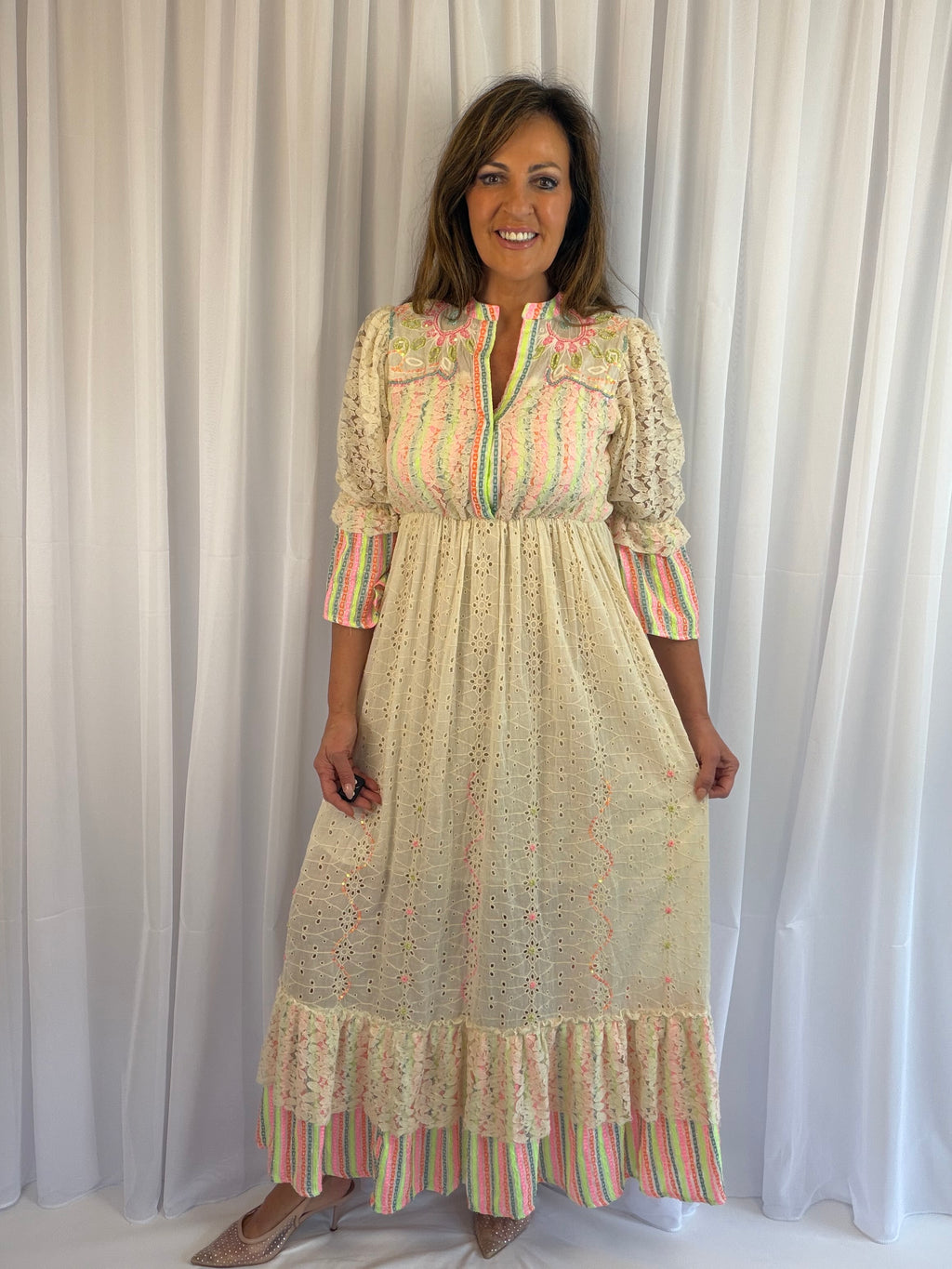Tanisha Boho cream dream maxi (with fab colour trim)