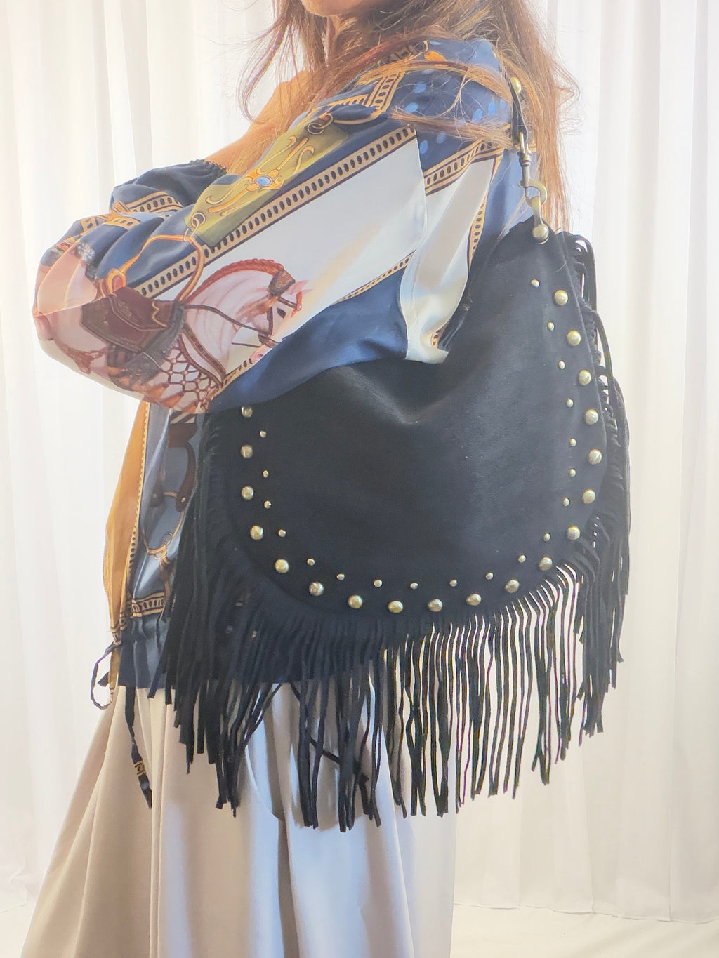 Boho suedette fringe bag